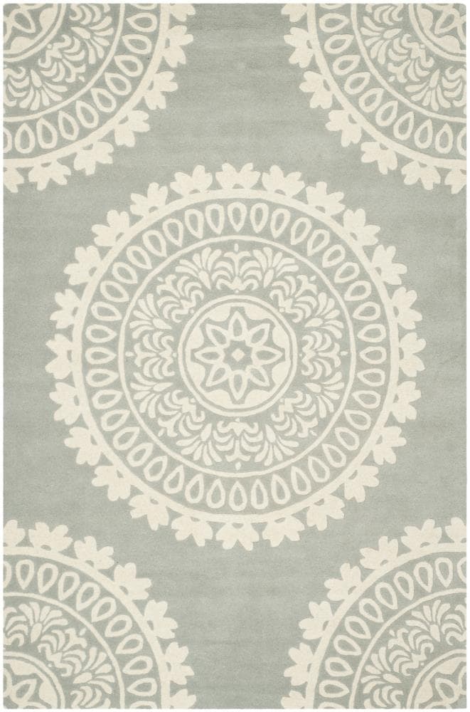 Bella Gray & Ivory 5' x 8' Hand-Tufted Wool Rug