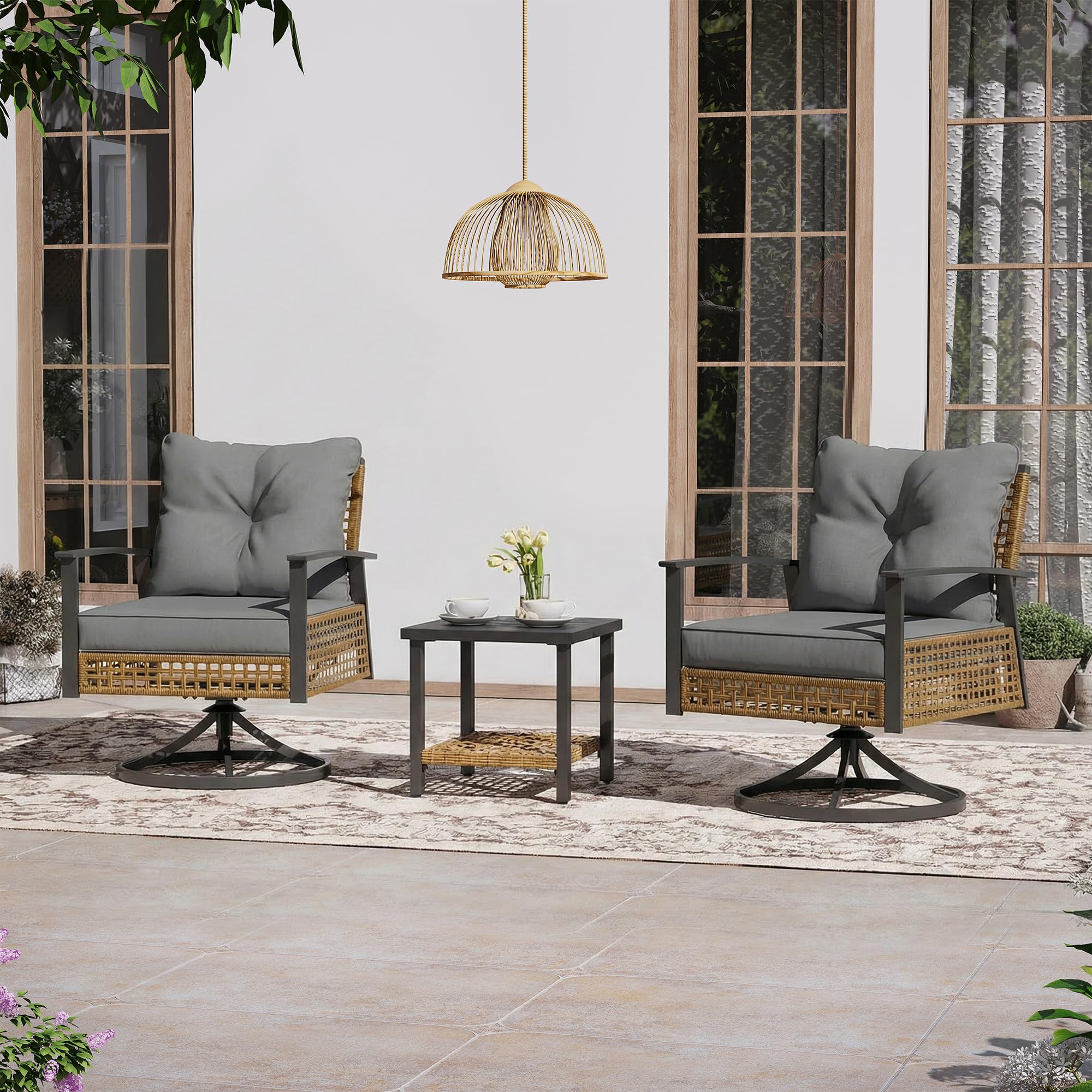 LAUSAINT HOME FTBS016-3PC-GR2 Patio-Conversation-Sets - View #2