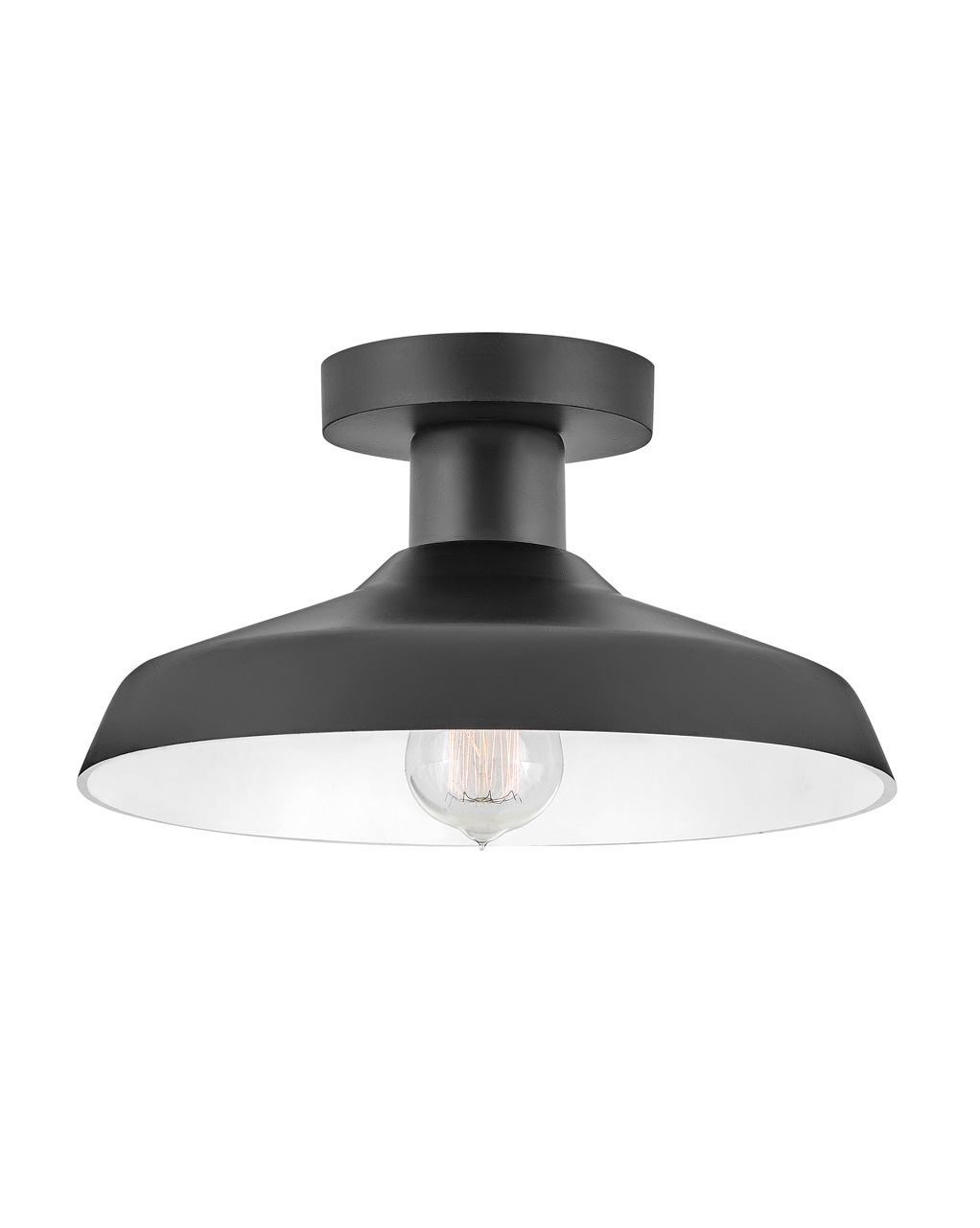 Hinkley 12072BK Forge 1 -Light 12-in Satin Black Indoor/Outdoor Flush Mount Light