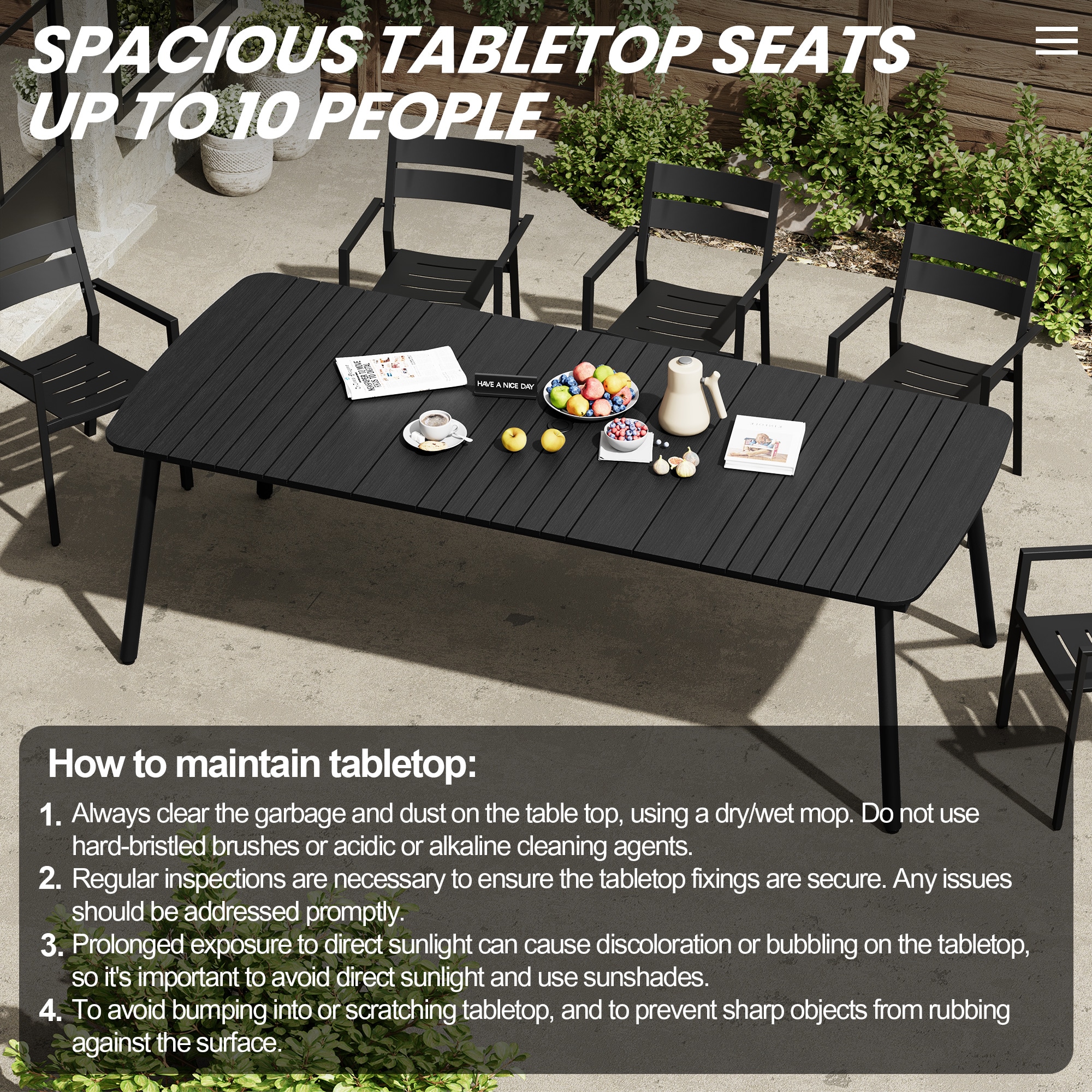 Crestlive Products CL-TB059BLK240 Patio-Tables - View #6