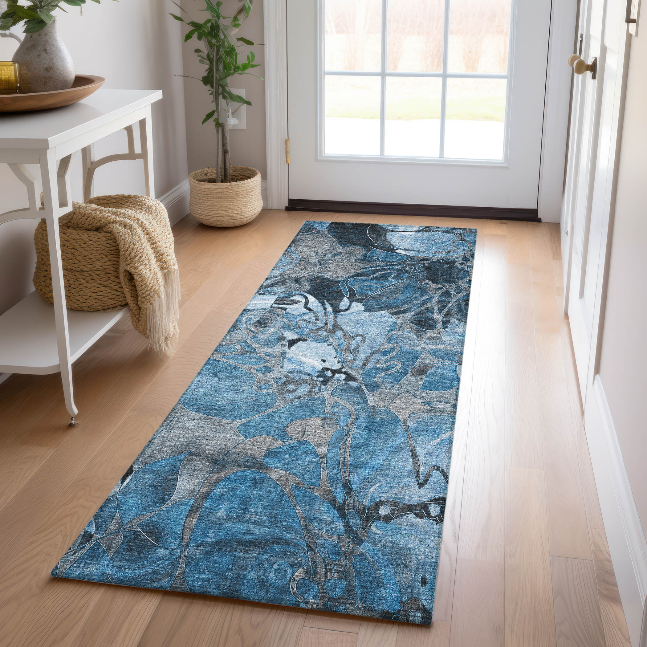 Addison Rugs ACN558BU2X8 Chantille ACN558BU 2 x 7 (ft) Polyester Blue Rectangular Indoor/Outdoor Geometric Farmhouse/Cottage Machine washable Area rug