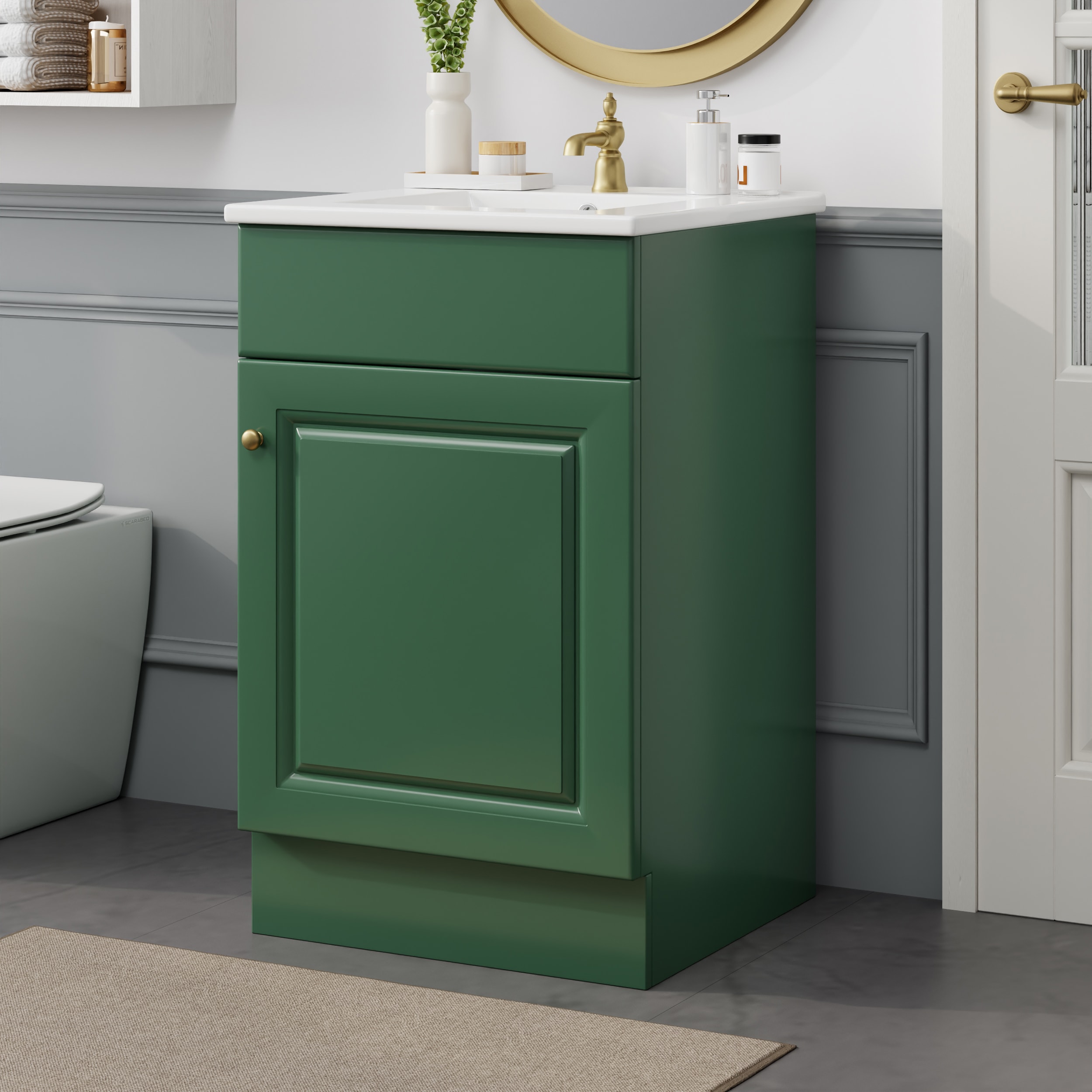 Christopher Knight Home 324521 Ethan 20in Bathroom MDF Vanity with Sink and Storage Cabinet