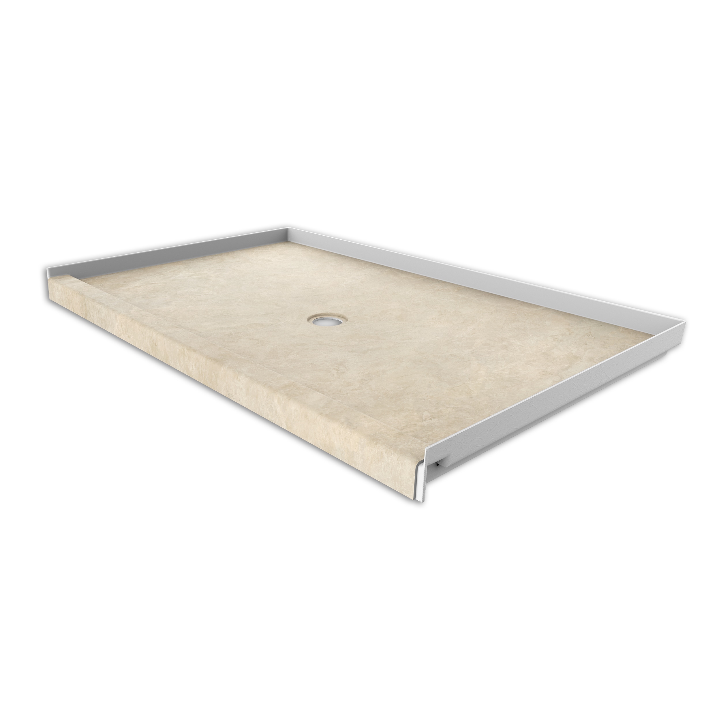 FlexStone FLXSBC6036CT 36-in W x 60-in L Creme Travertine Single Threshold Rectangle Shower pan base with 2.625-in H Threshold (Center Drain)
