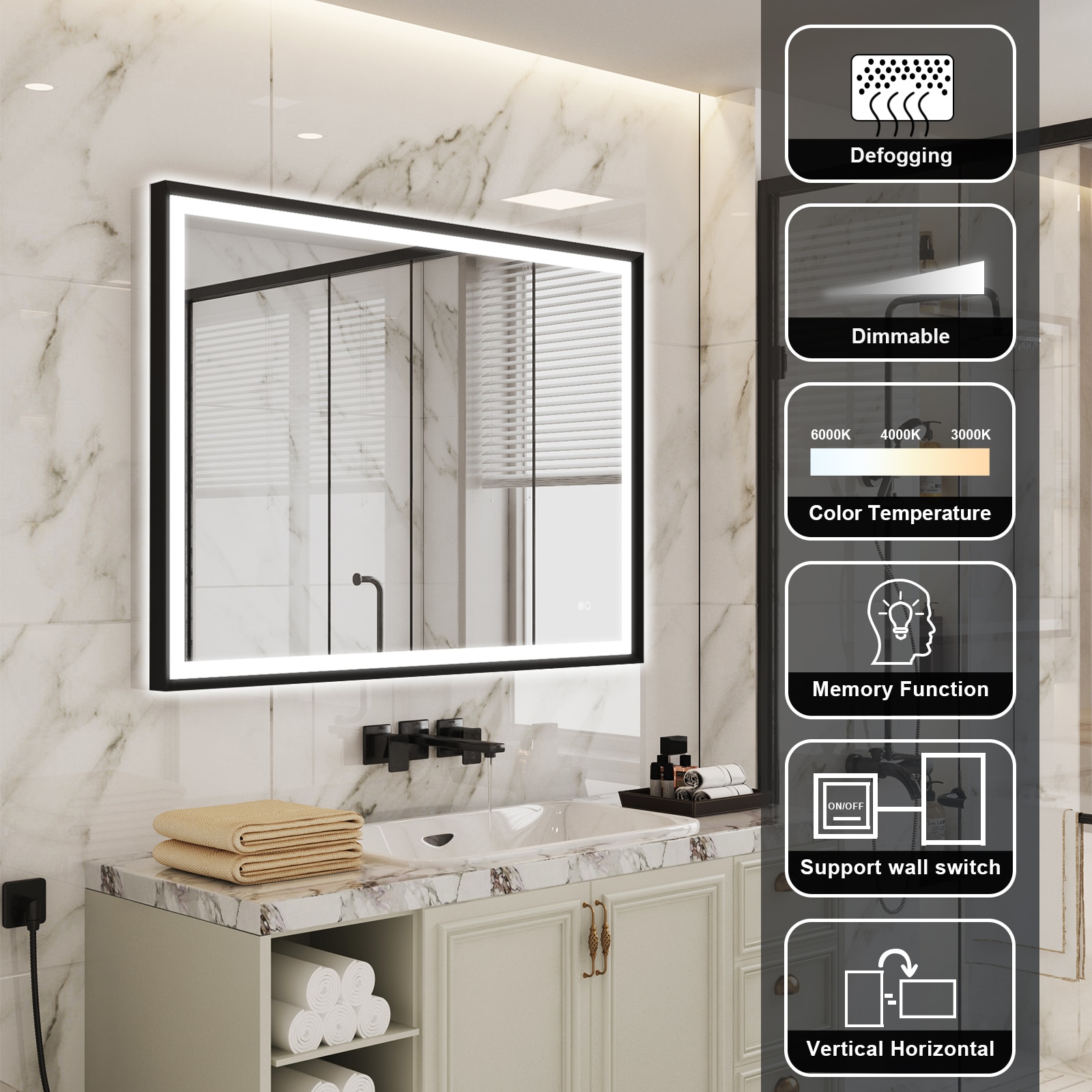WELLFOR KAFMD4F2-4836 Framed-Bath-Mirrors - View #5