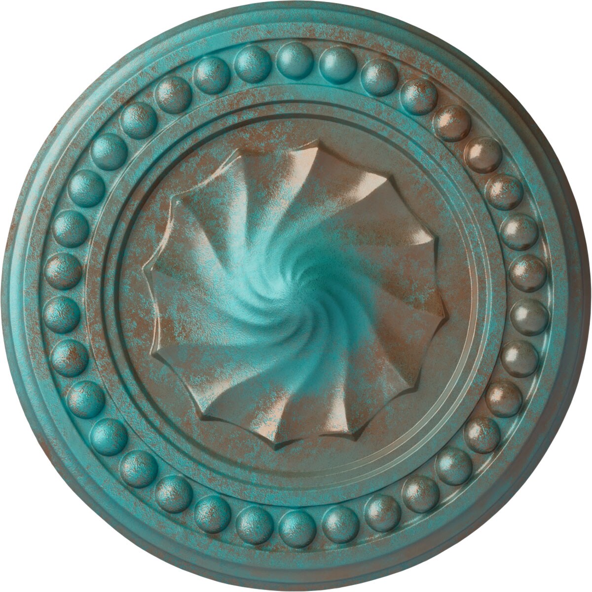 Ekena Millwork CM15FOCGS Foster Shell 15.75-in W x 15.75-in L Painted Copper Green Patina Polyurethane Whole Ceiling Medallion