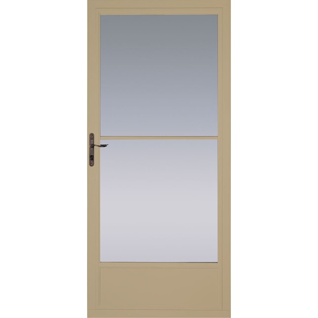Pella 32-in x 81-in Putty Mid-View Aluminum Storm Door Pella 32-in x 81-in Putty Mid-View Aluminum Storm Door