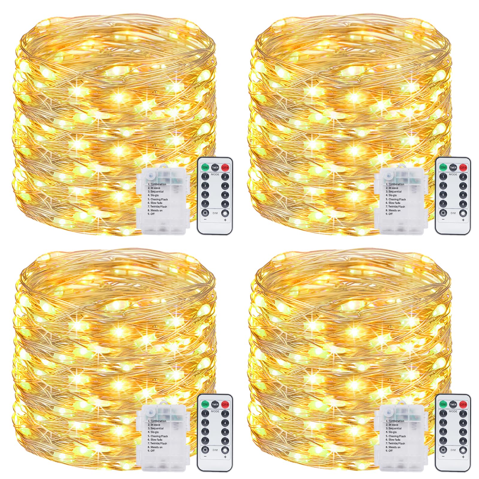 Vrbgify  power cell Operated Fairy Lights with Remote 480 LED 156 Foot String Lights with Timer 8 Modes Waterproof Warm White Twinkle Lights for