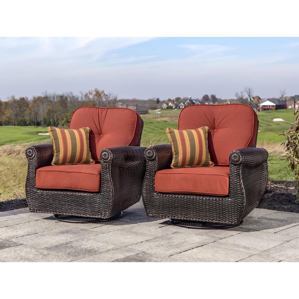 La Z Boy Outdoor Breckenridge Set Of 2 Wicker Brown Metal Frame Swivel Conversation Chairs 2707