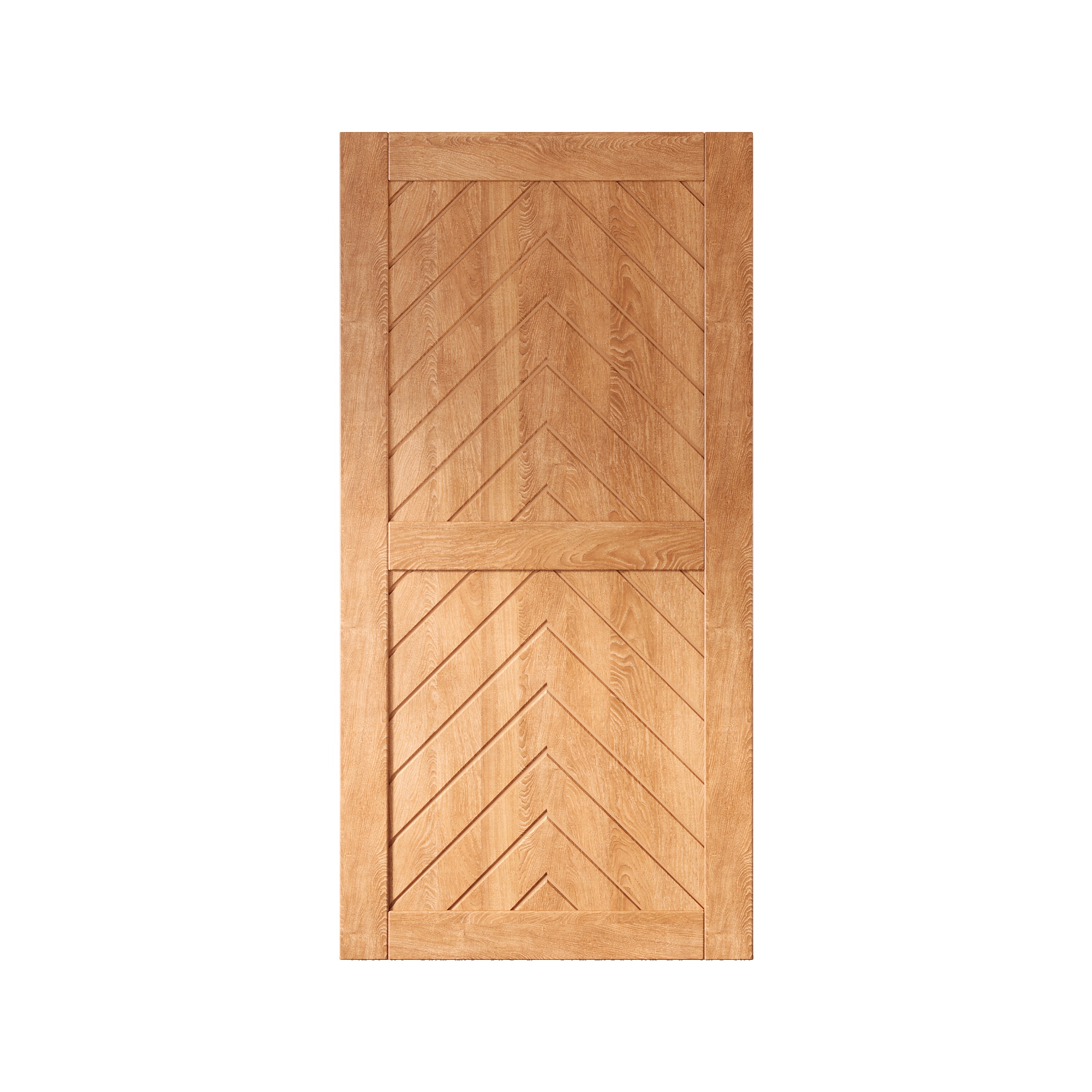 HOMACER JT1-4080-EA 40-in x 80-in Early American Herringbone Pine Wood Solid core Single Barn Door (Hardware Not Included)