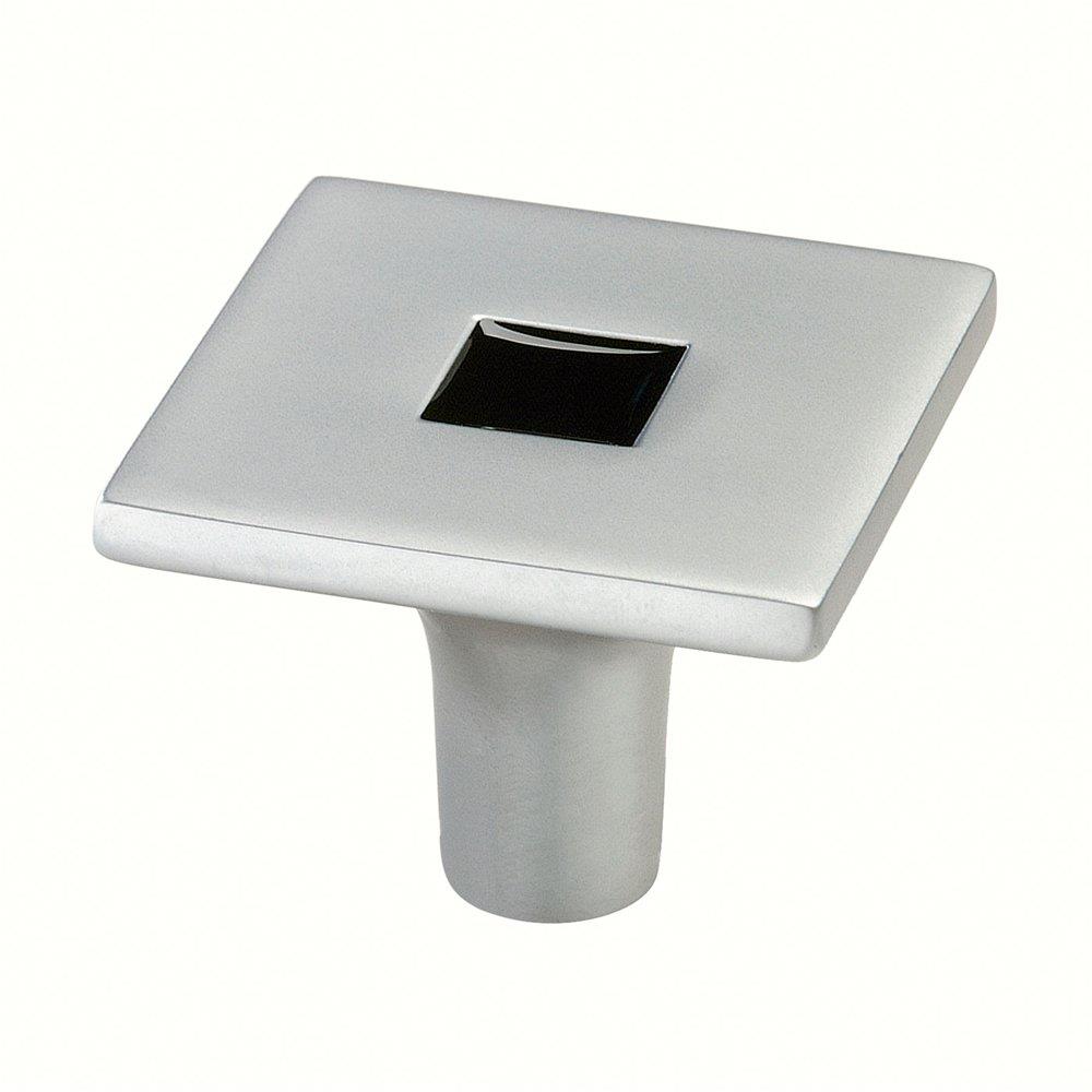 Siro Designs 71-106 Rio Matte Chrome/Black Geometric Contemporary Cabinet Knob