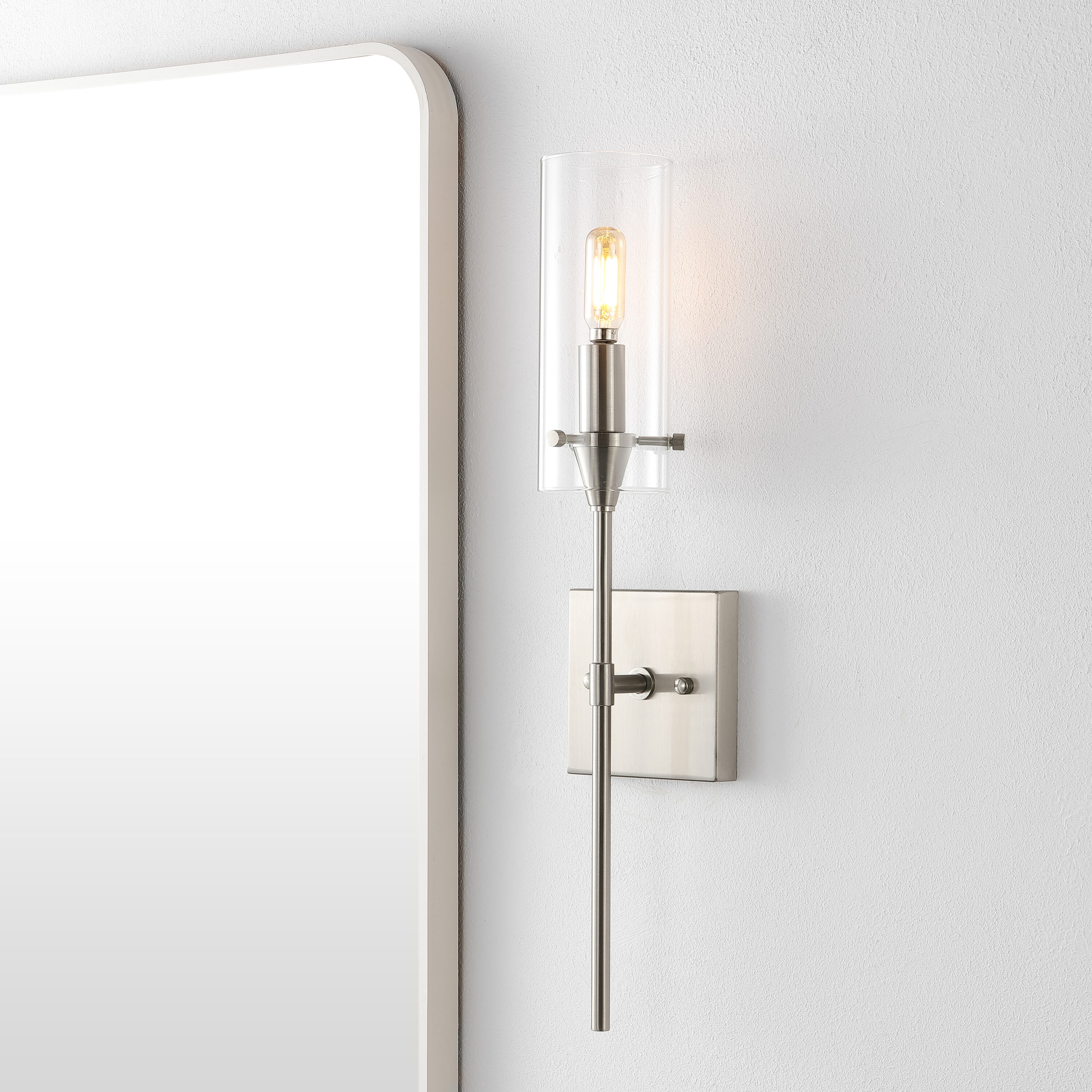 JONATHAN  Y JYL7805B Cato Iron/Glass Minimalist Industrial 4.5-in 1 -Light Brushed Nickel Modern/contemporary Vanity light