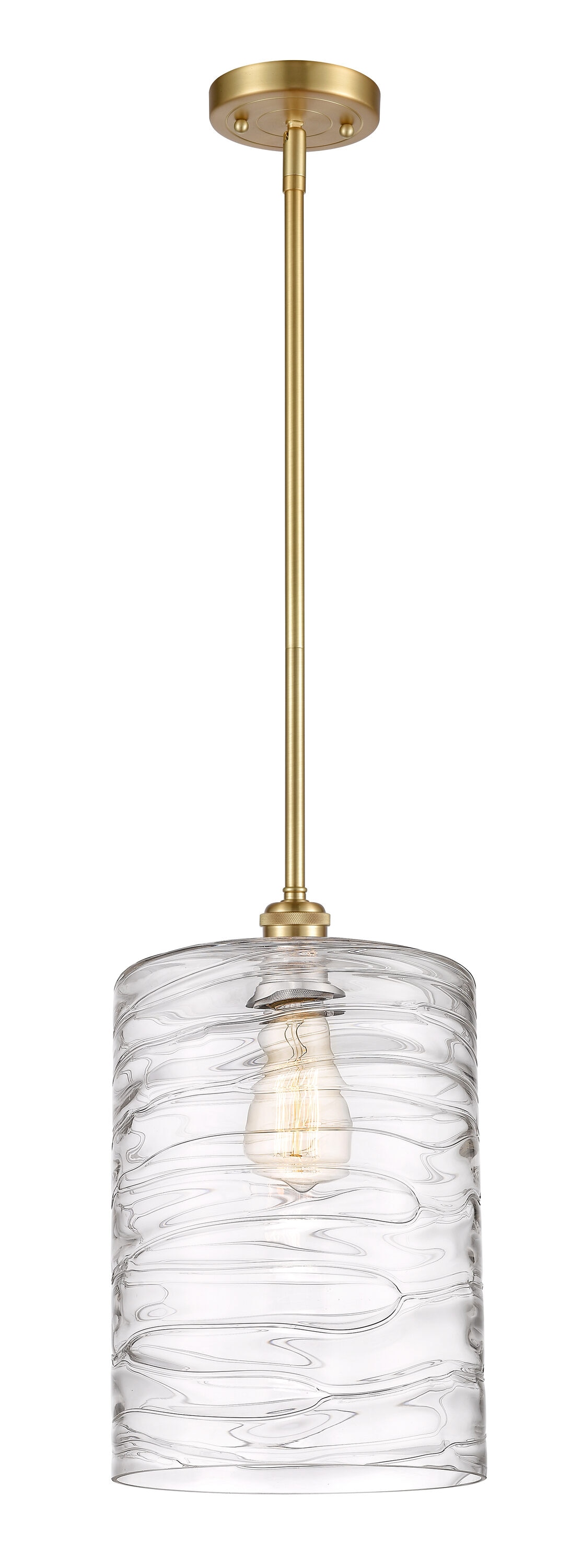 Innovations Lighting 516-1S-SG-G1113-L Cobbleskill Deco Swirl, Satin Gold Industrial Textured glass Drum Medium Hanging Pendant light