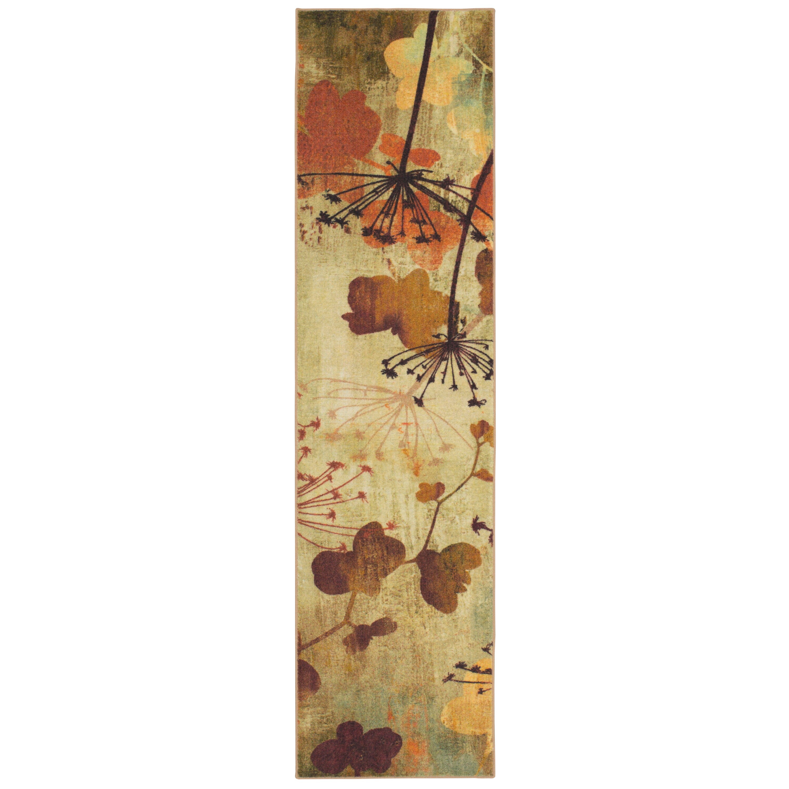 Mohawk Home Z0197 A463 024120 Prismatic 2 x 10 (ft) Tufted Polyester Rustburn Rectangular Indoor Floral/Botanical Mid-Century Modern Runner rug