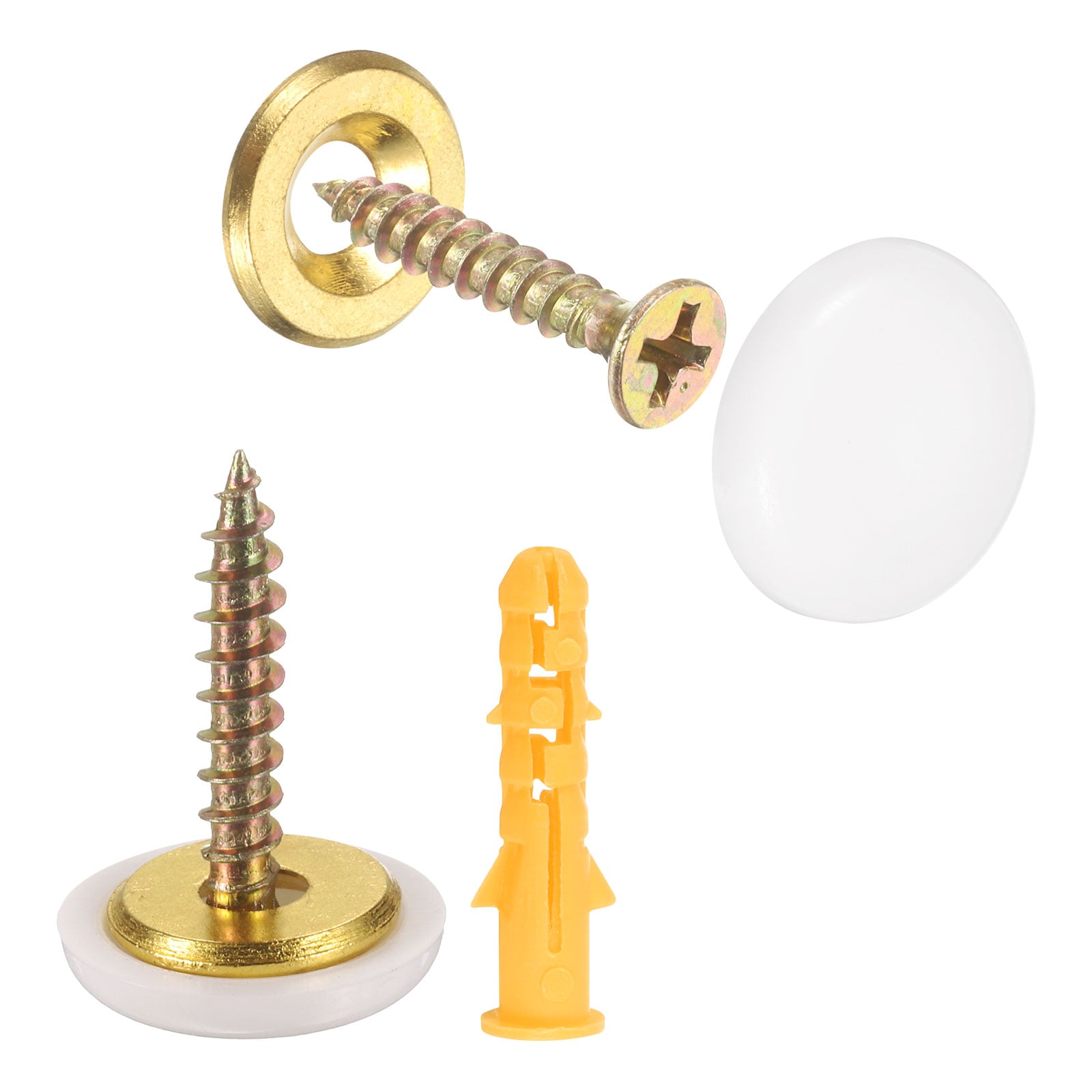 Unique Bargains 16pcs 16.8 mm Decorative Caps Cover Nails Zinc Alloy Screw Covers Caps Mirror Fixing Screws for Mirrors Coffee Tables Wooden or Glass Furniture White #S26032400UX5435