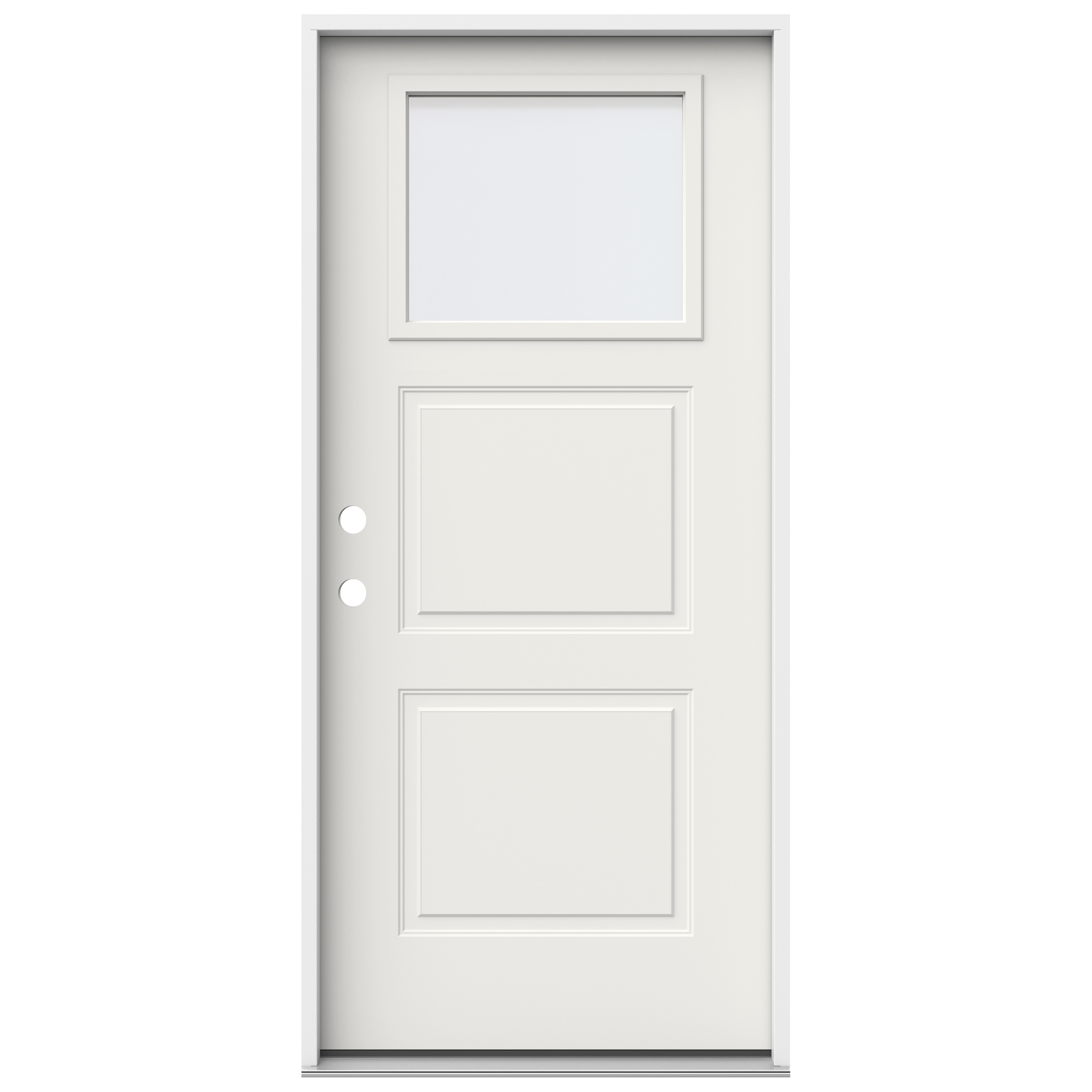JELD-WEN LOWOLJW250000004 36-in x 80-in x 4-9/16-in Steel 1/4 lite Right-hand inswing White Painted Prehung Front Door Insulating core