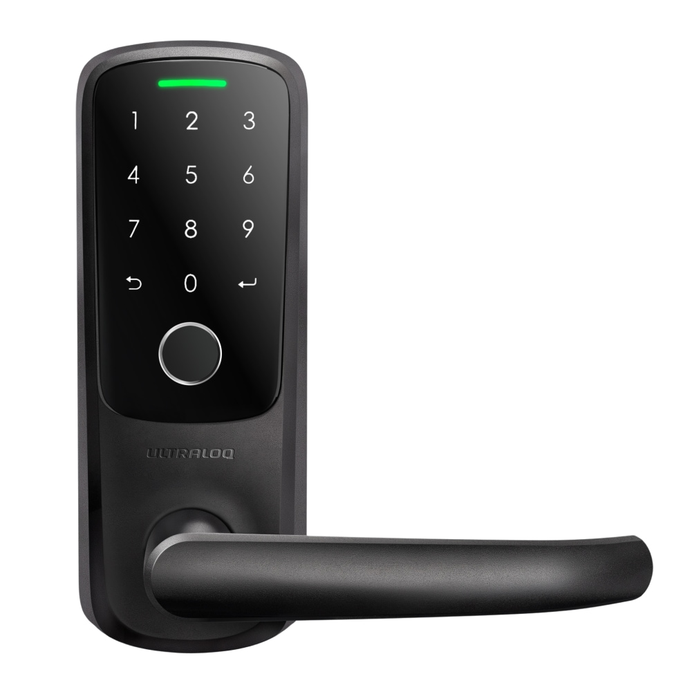 Ultraloq Latch Black Smart Lock Electronic Handle with Wifi Bluetooth and Fingerprint Touchscreen