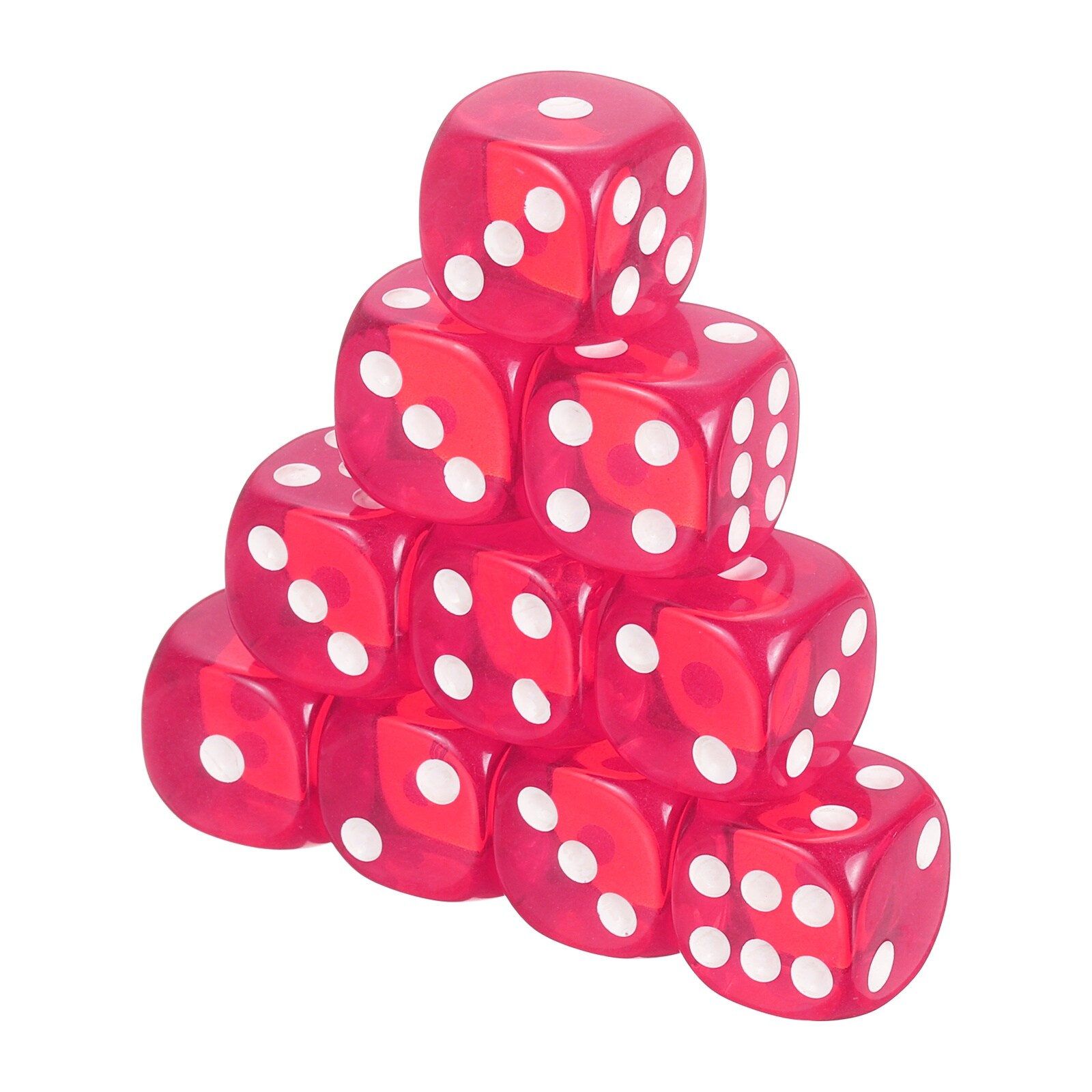 Unique Bargains 16mm Translucent Polyhedral Dice Square Acrylic 6 Sided Dice with Rounded Edges Perfect for Board Games Table Game and Classroom Teaching (Rose Red 36pcs)