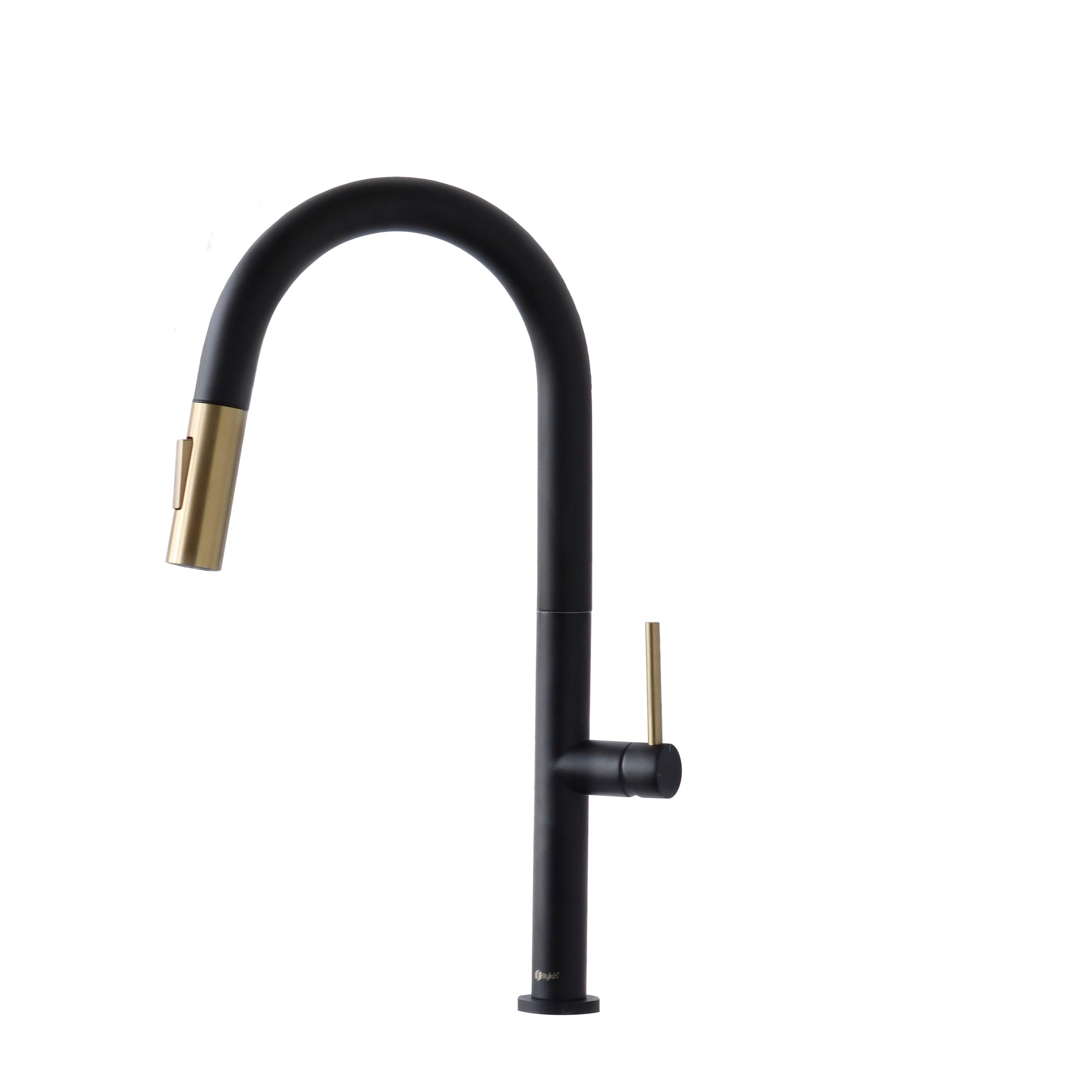 Stylish K-141NG Catania Matte Black-Gold Single Handle Deck-mount Kitchen Faucet with Sprayer