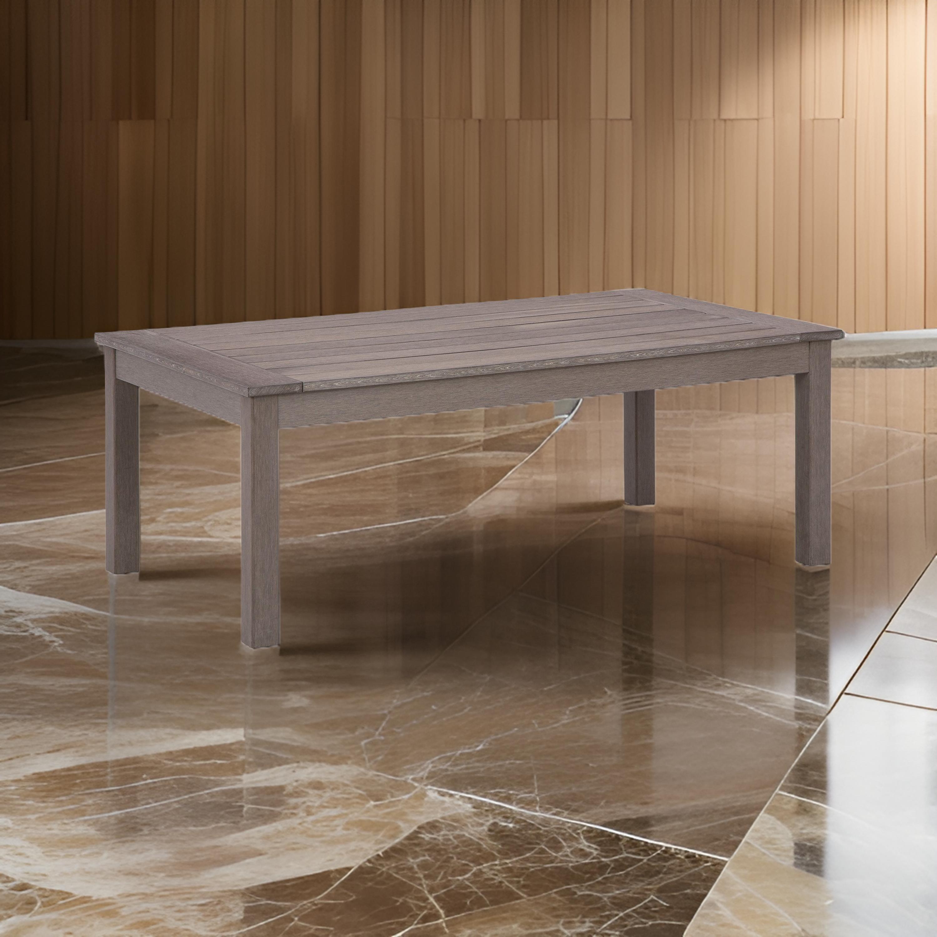 Weatherwood Rectangular Outdoor Coffee Table in Dark Brown