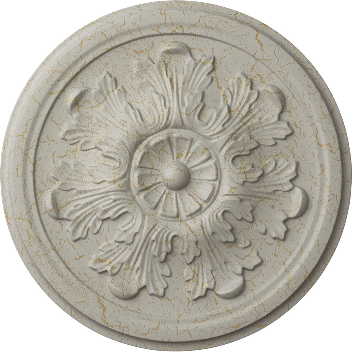 Pot of Cream Crackle Polyurethane Acanthus Ceiling Medallion