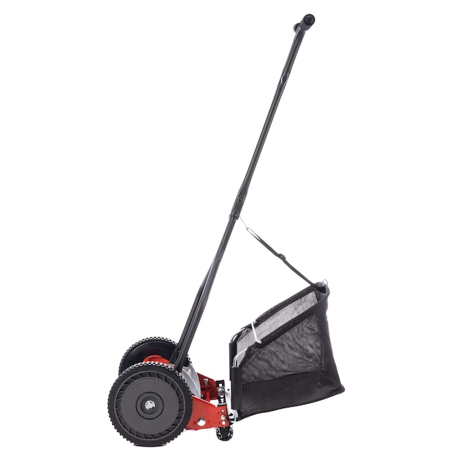 Craftsman 14-inch Reel Lawn Mower with Bagger, 5-Blade Manual Push Mower, Adjustable Cutting Height, Lightweight Design, Steel Deck | 304-14CR