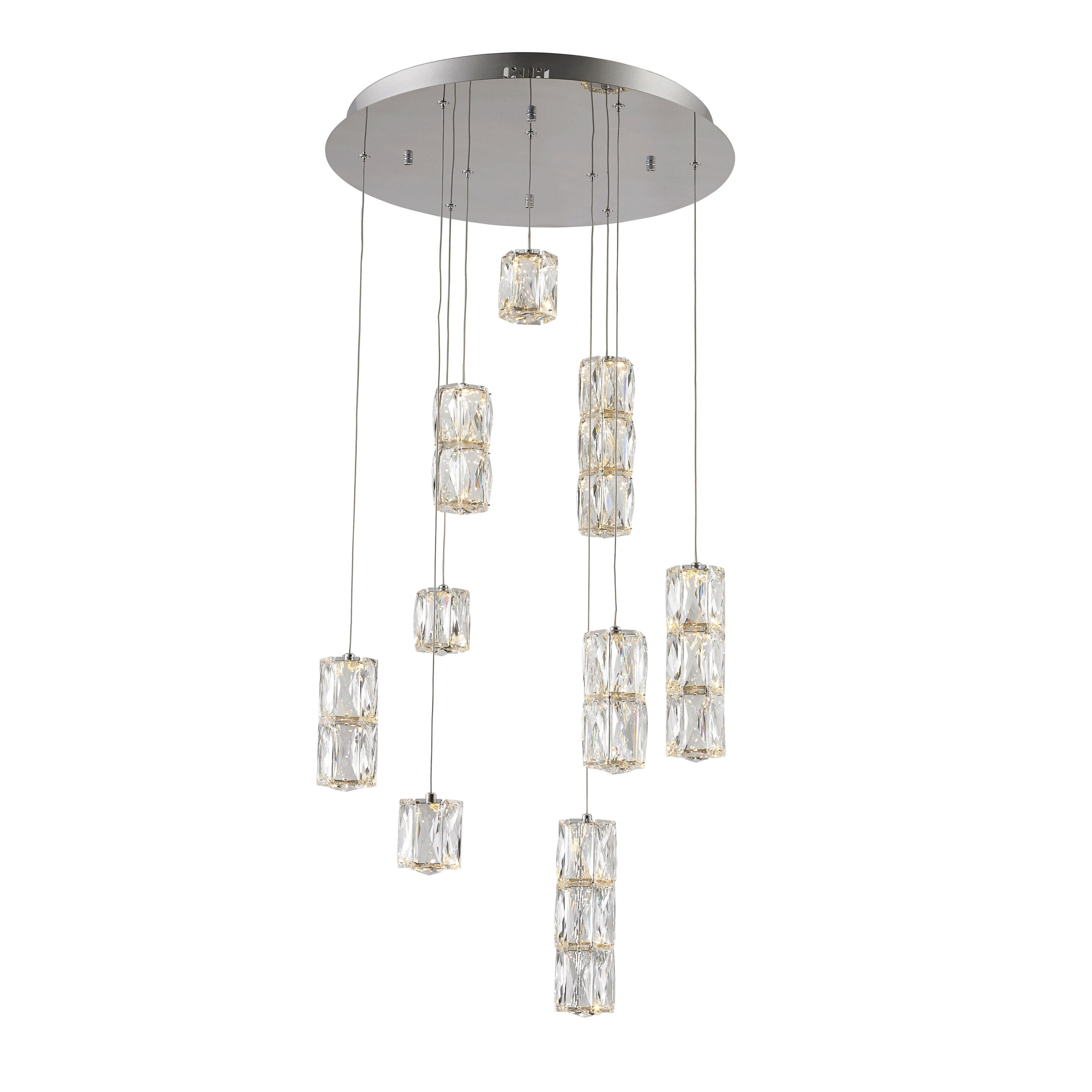 Elegant Decor HF10500D27C Home Furnishing 9 -Light Chrome Modern/contemporary Cylinder Integrated LED Medium Hanging Pendant light