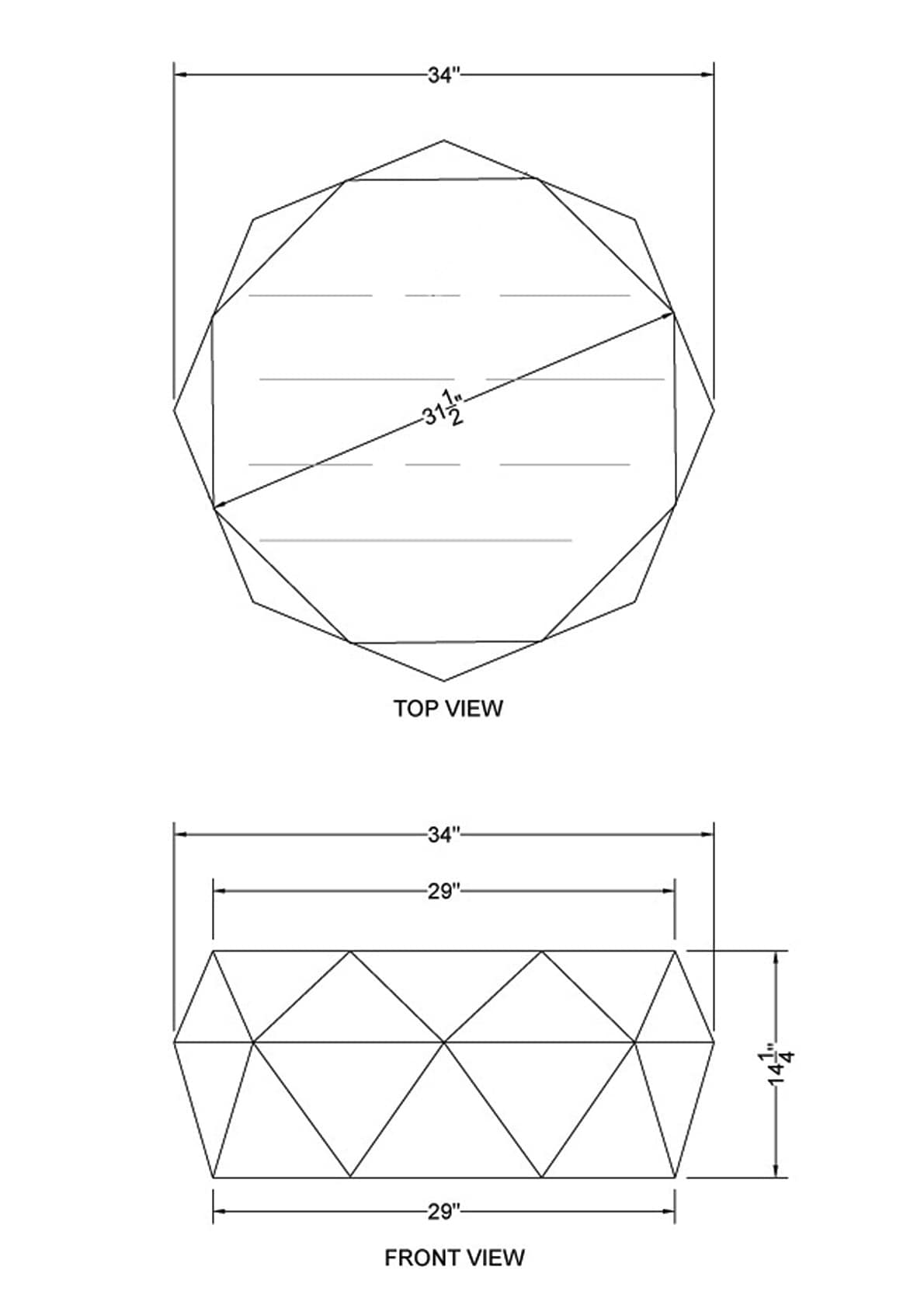 Octagonal Diamond-Patterned Acacia Wood Coffee Table in Natural Brown