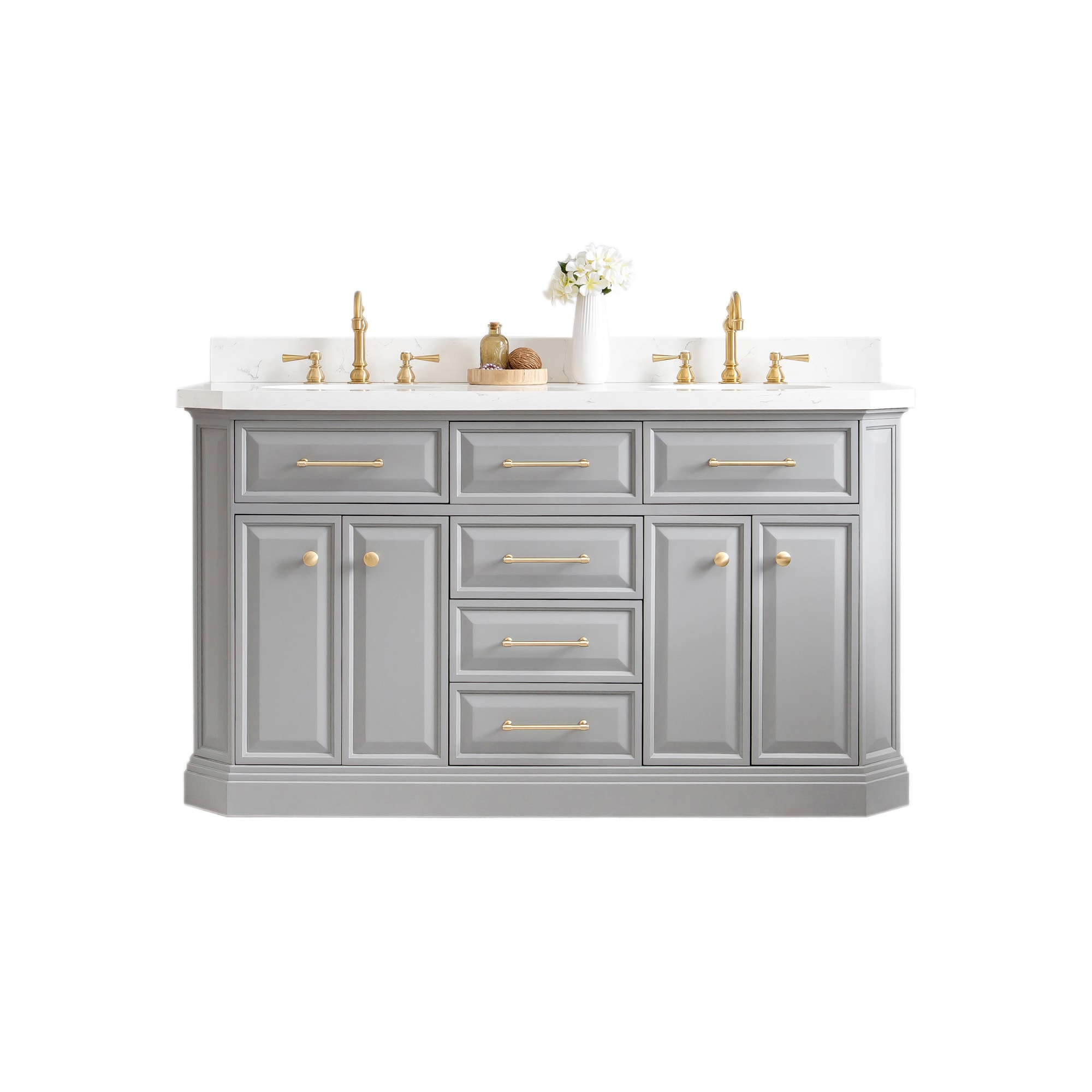 Water Creation PA60C-0612CG Palace 60-in Cashmere grey Undermount Double sink Bathroom Vanity with Quartz Quartz Top (Faucet Included)