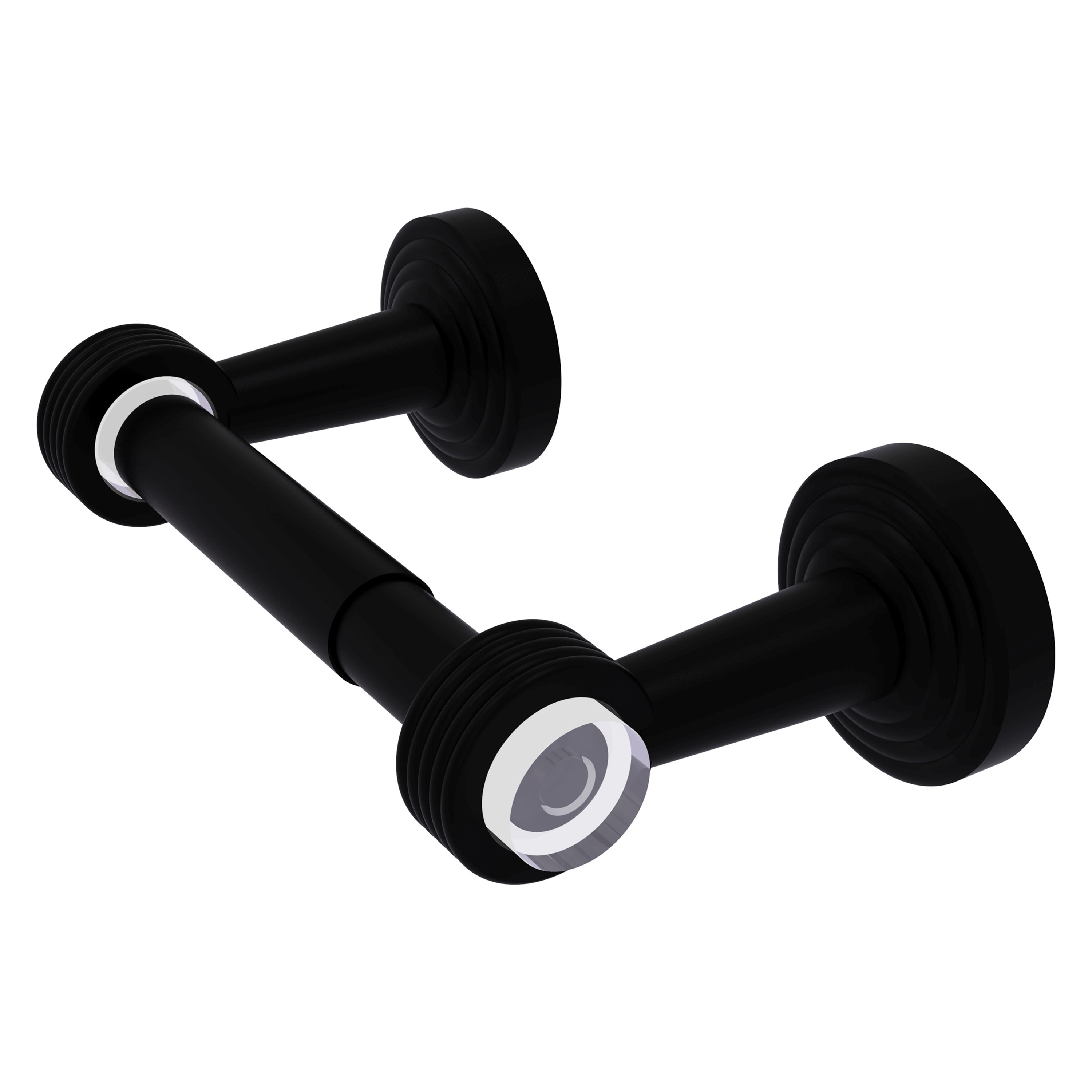 Allied Brass PB-24G-BKM Pacific Beach Matte Black Wall mount Double post Toilet Paper Holder 1 -Rolls with Storage