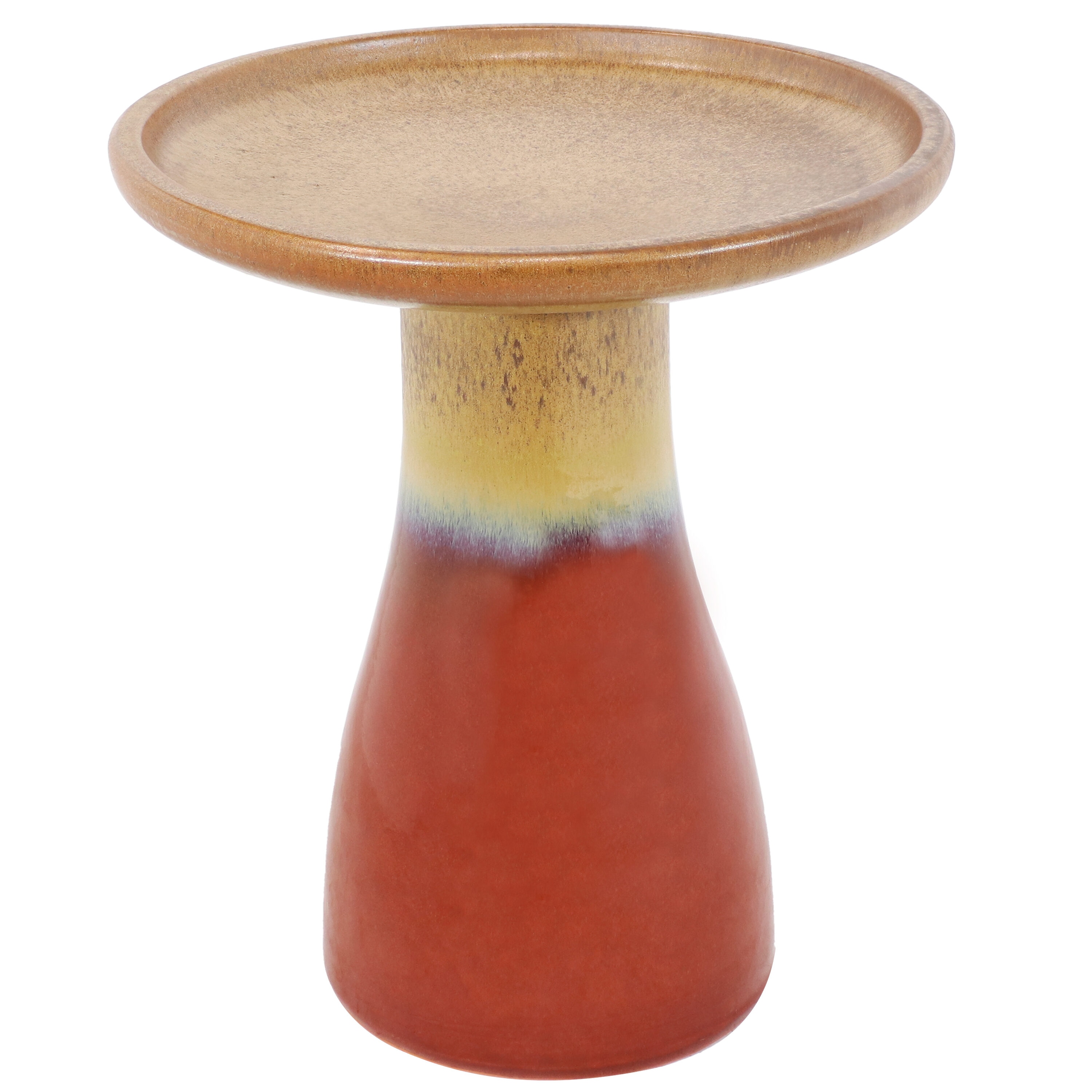 Sunnydaze Decor AP-500 21-in H Lemon Cognac Ceramic Complete birdbath