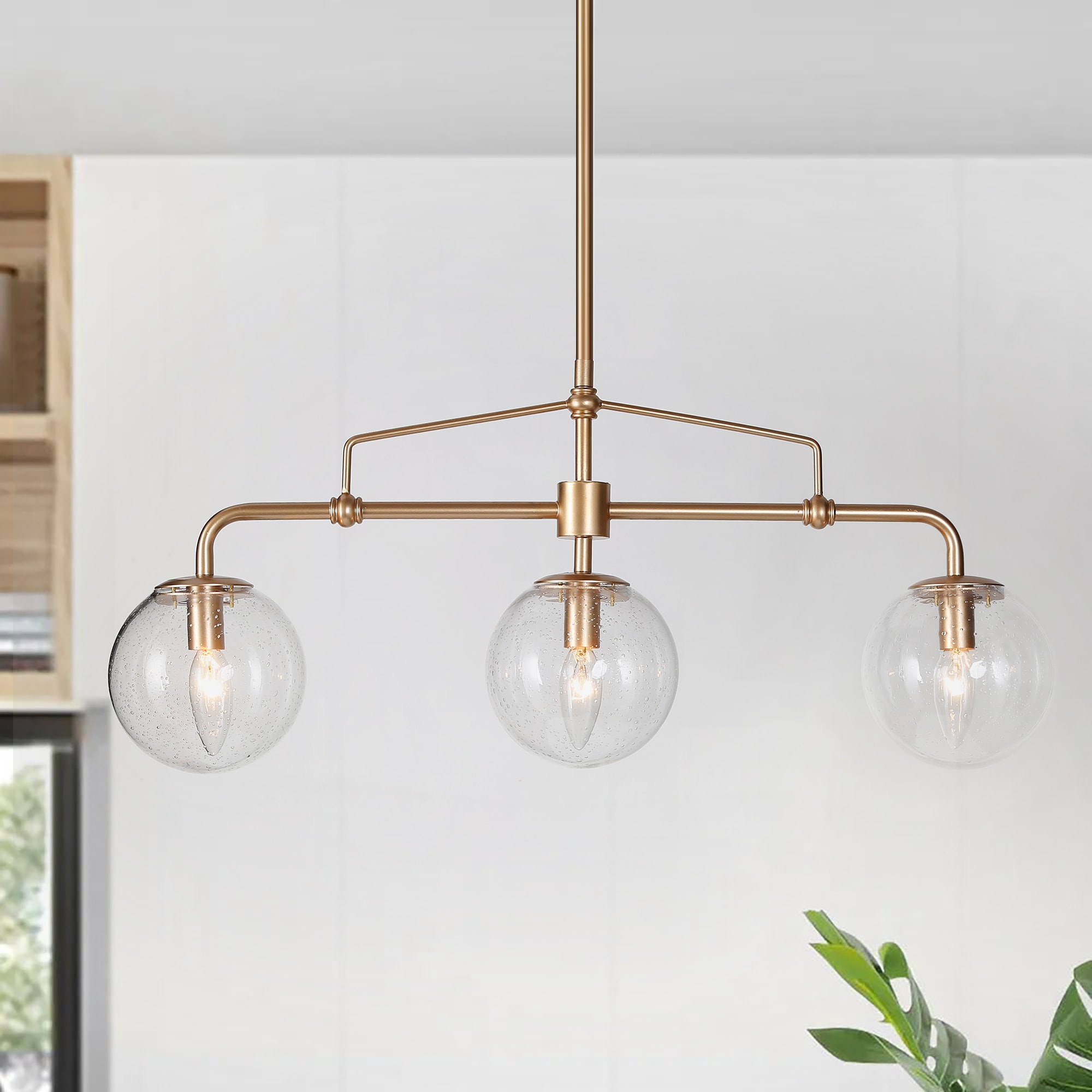 Uolfin ZUFMAM-LWS24166-I7 3 -Light Matte Gold Modern/contemporary For Use in Bedrooms, Dining Rooms, Foyers, Kitchens, Living Rooms Chandelier