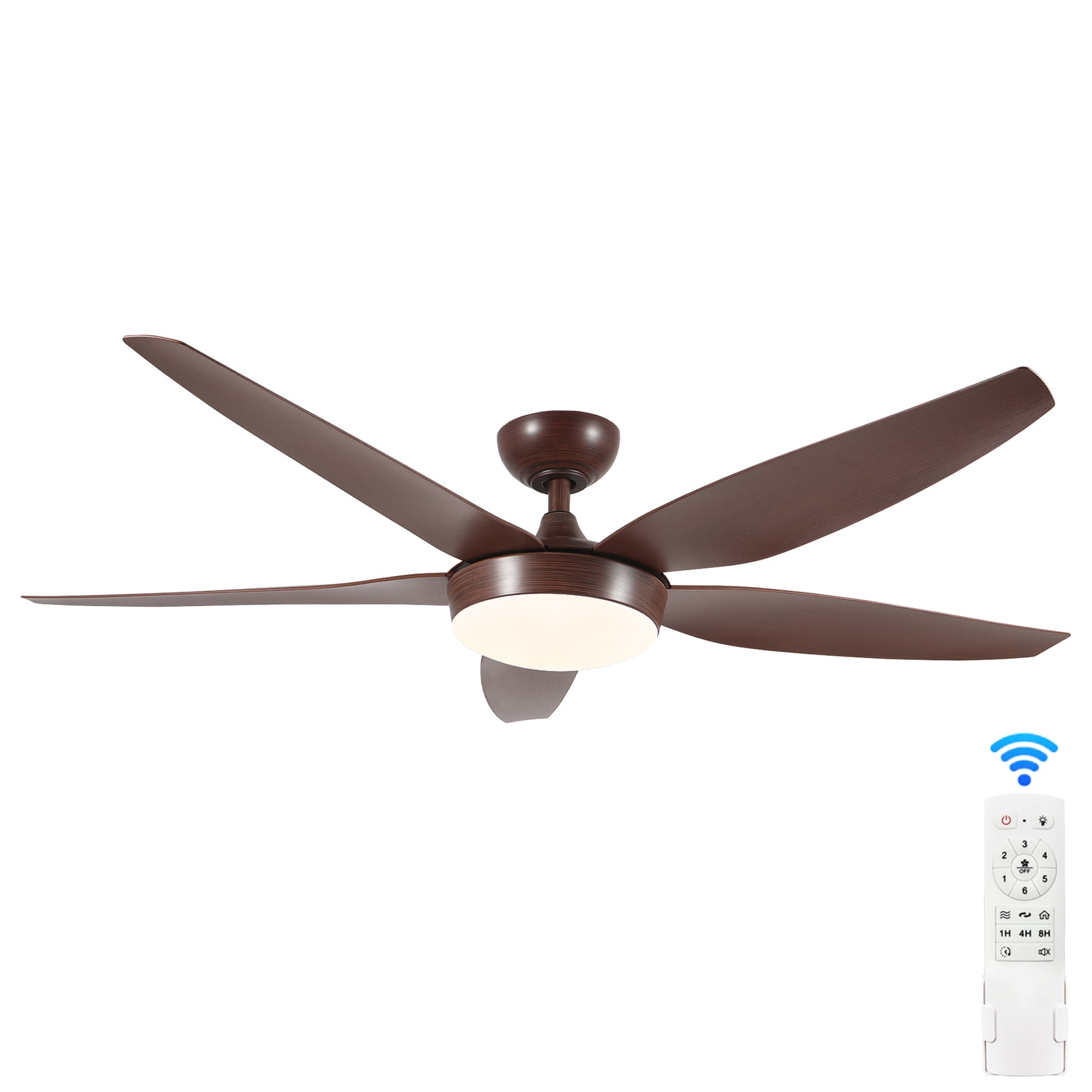 Flynama L-138232 56-in Outdoor Brown with ABS Blades Ceiling Fan With Light - Remote Included ( 5 -Blade )