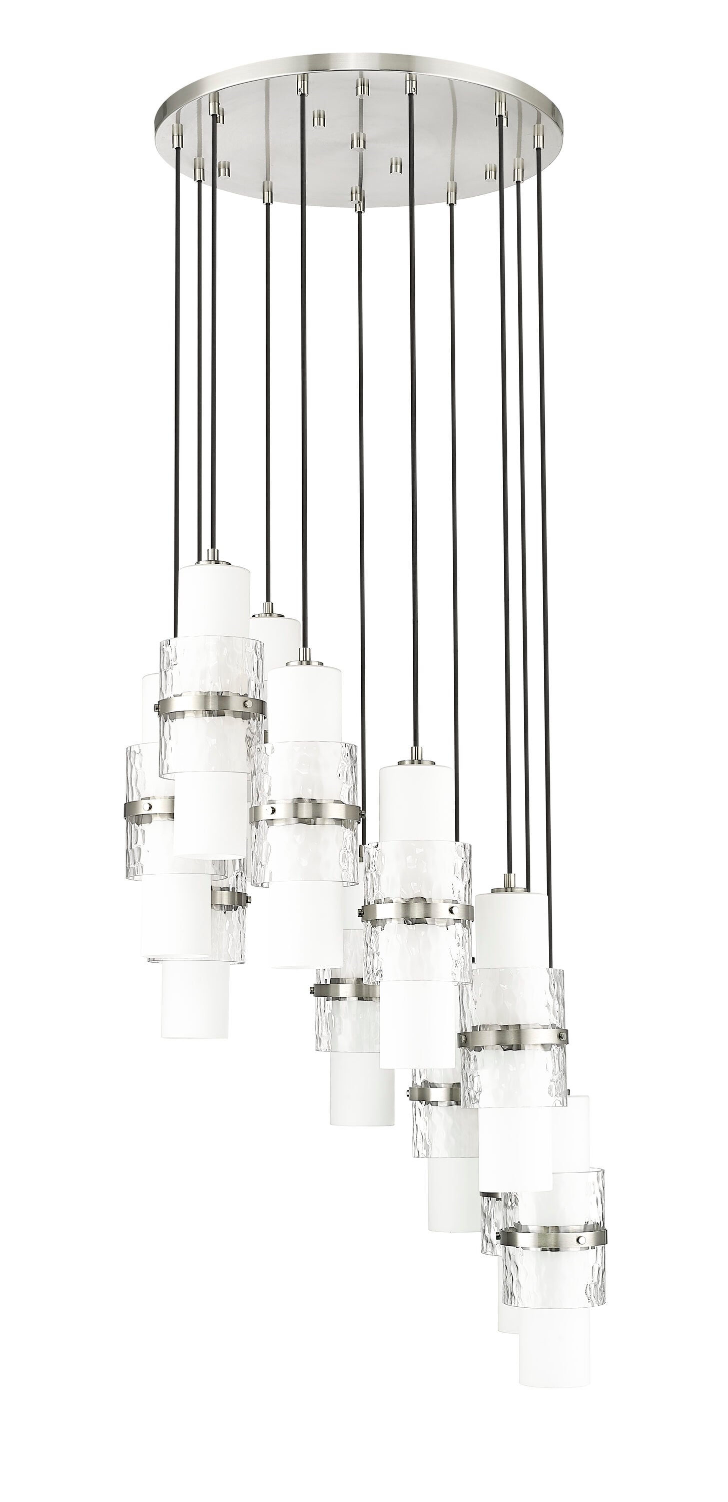 Cayden 24" Brushed Nickel Chandelier with Etched Opal Glass