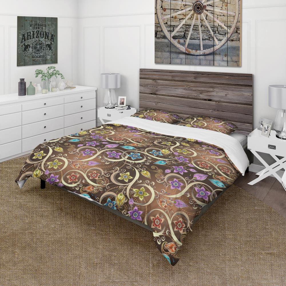 Designart BED19258-T 3 -Piece Yellow and Gold Twin Duvet cover Set