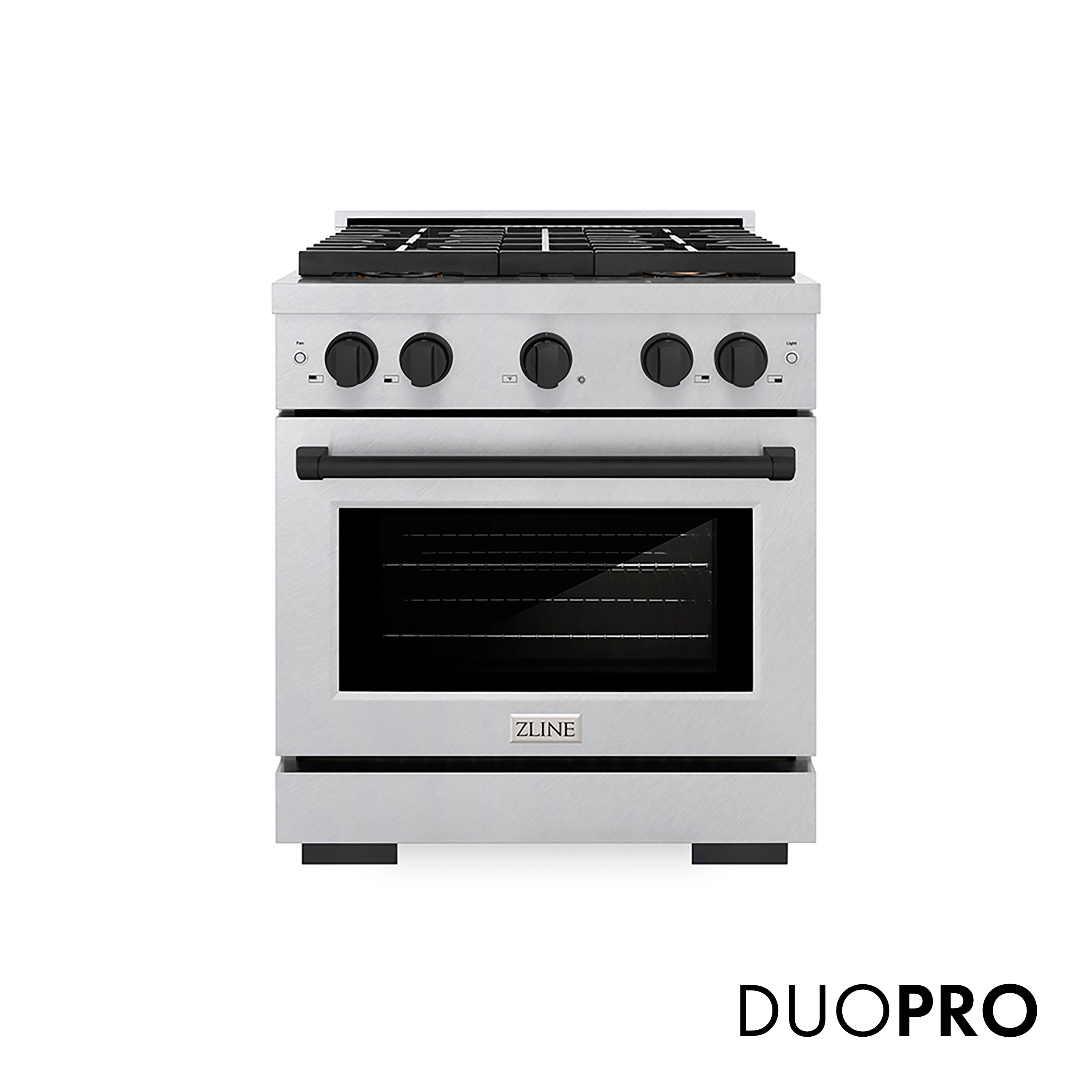 Paramount 30-in 4 burners 4.2-cu ft Convection Oven Freestanding Natural Gas Range ( Satin Stainless Steel, Matte Black Accents )