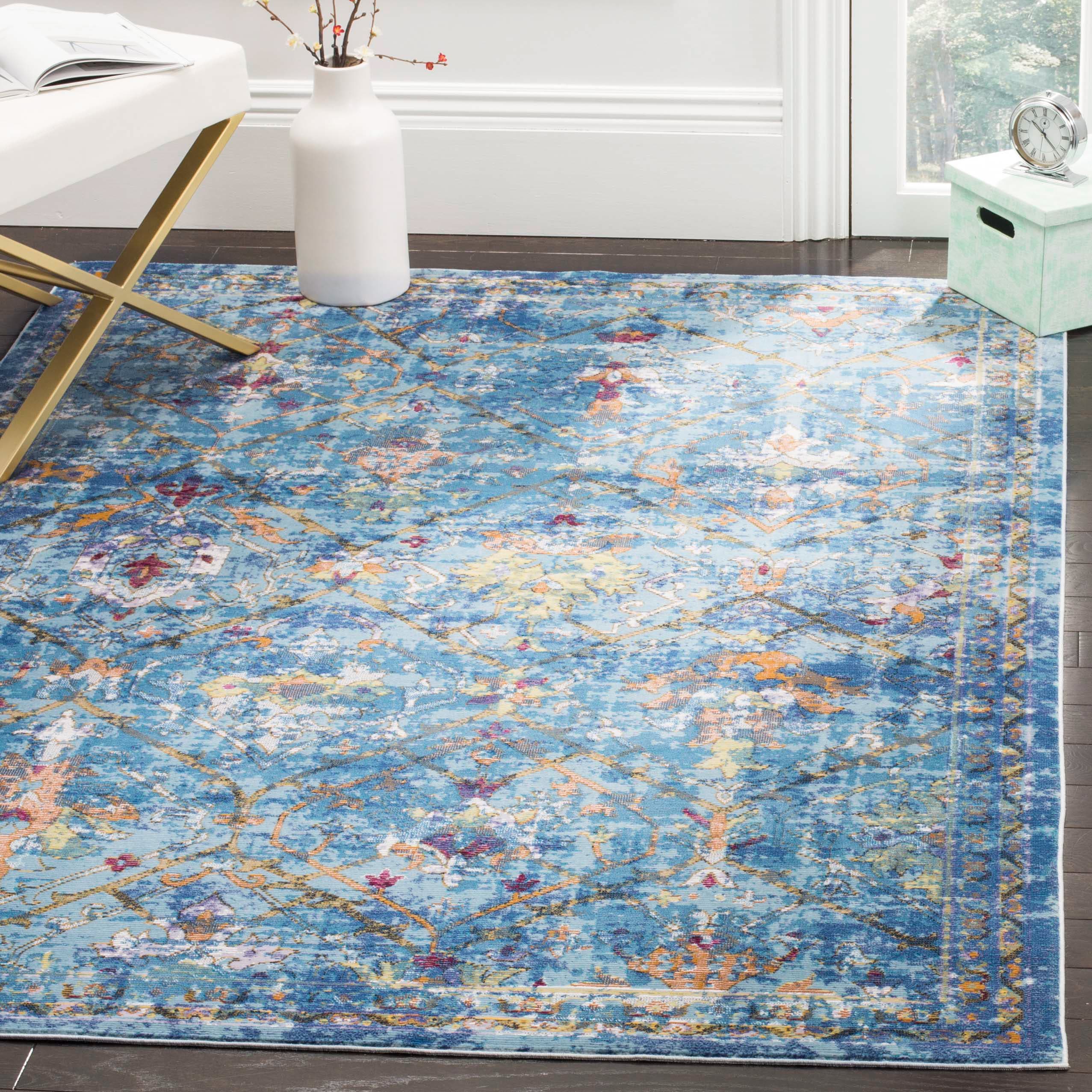 Aria Blue Synthetic 4' x 6' Reversible Rectangular Area Rug