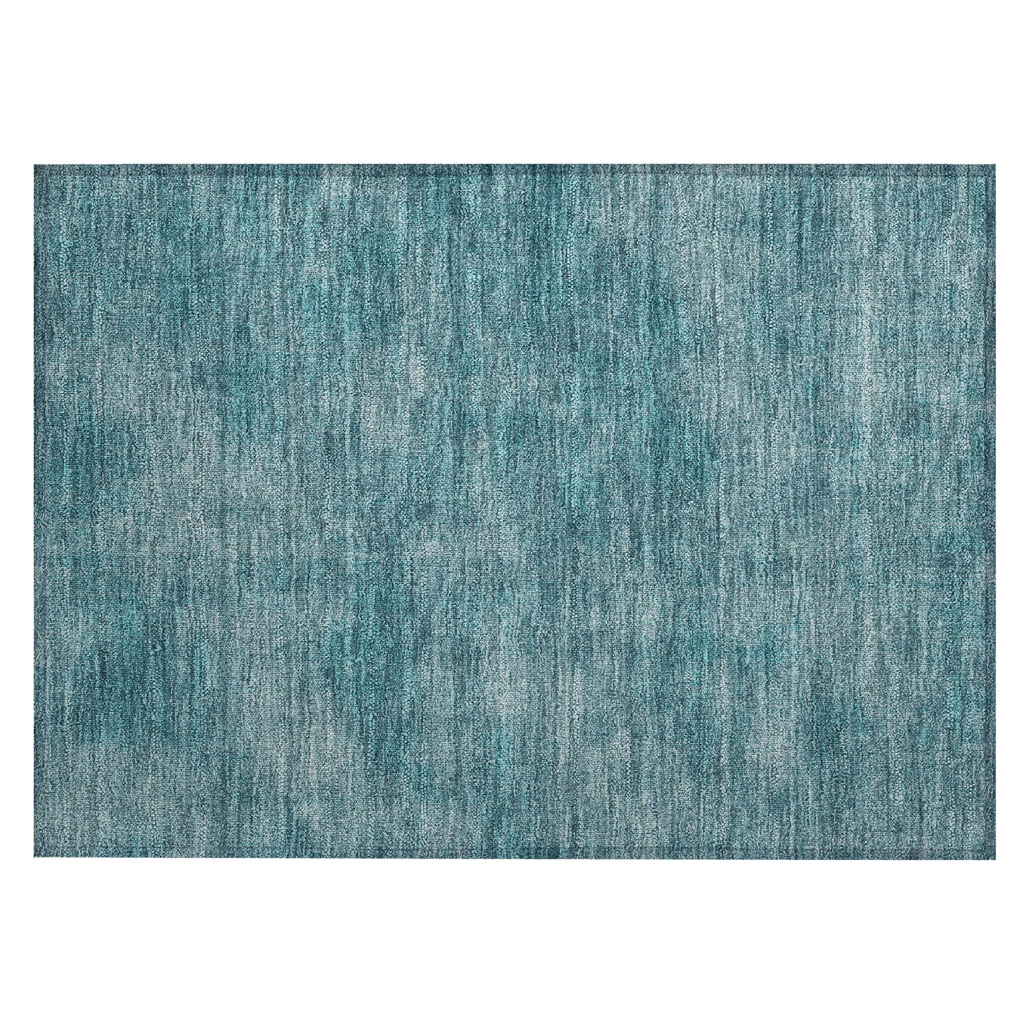 Teal Ultra-Thin Abstract Indoor Outdoor Area Rug