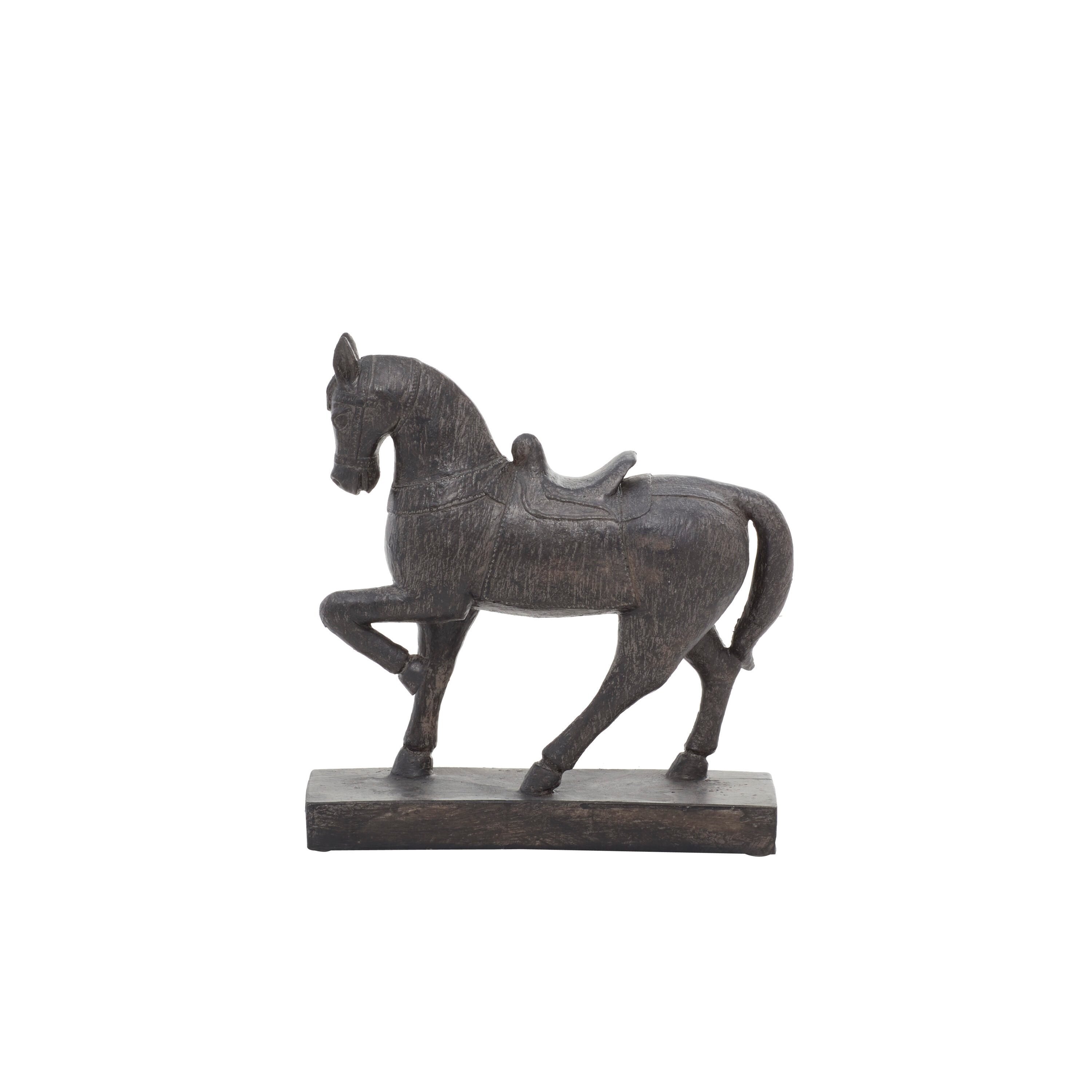 9" Brown Polystone Horse Statue with Weathered Finish