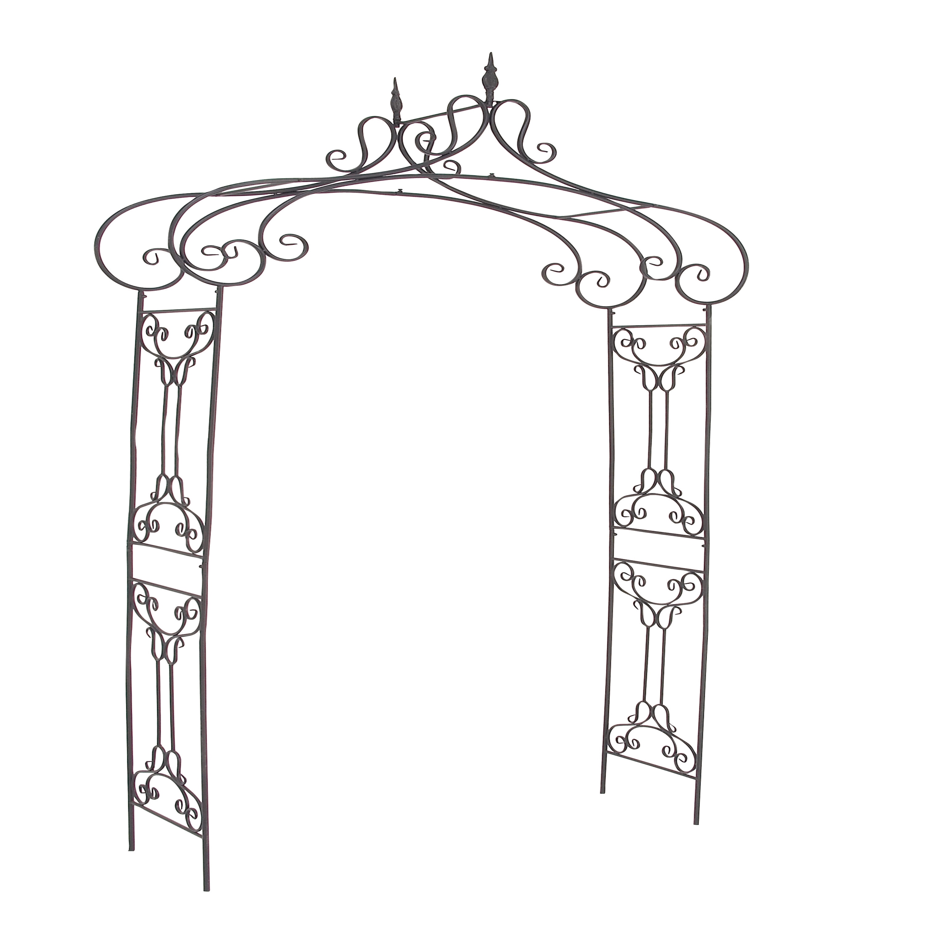 Black Metal Scrollwork Arched Garden Arbor