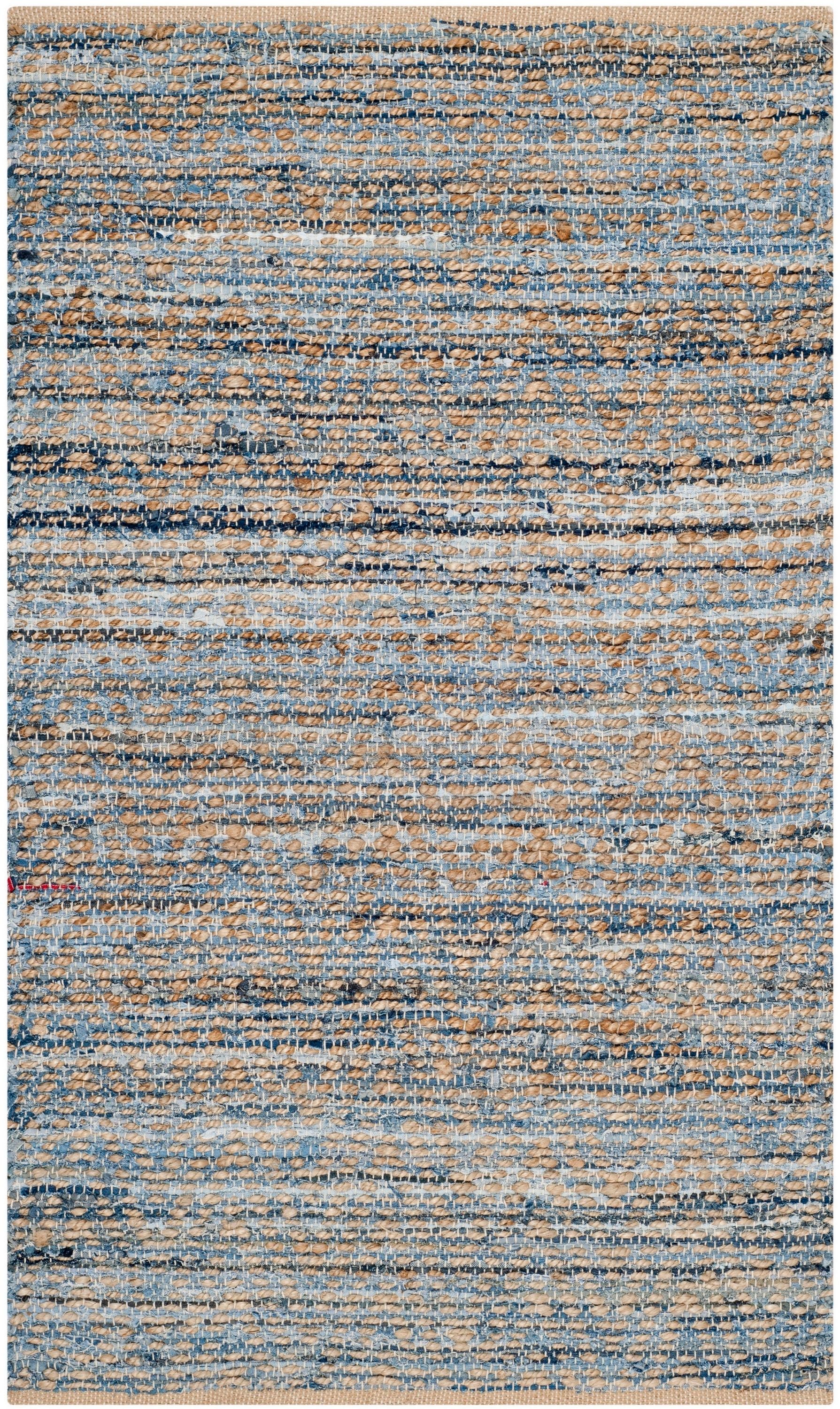 Cape Cod Blue and Natural Hand-Knotted Jute Area Rug