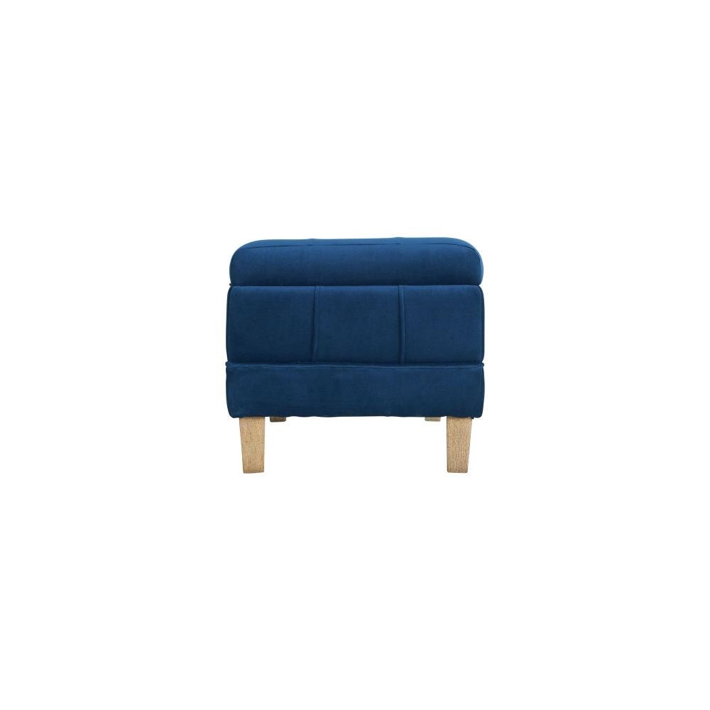 Crosby Blue Velvet 52" Contemporary Tufted Storage Ottoman