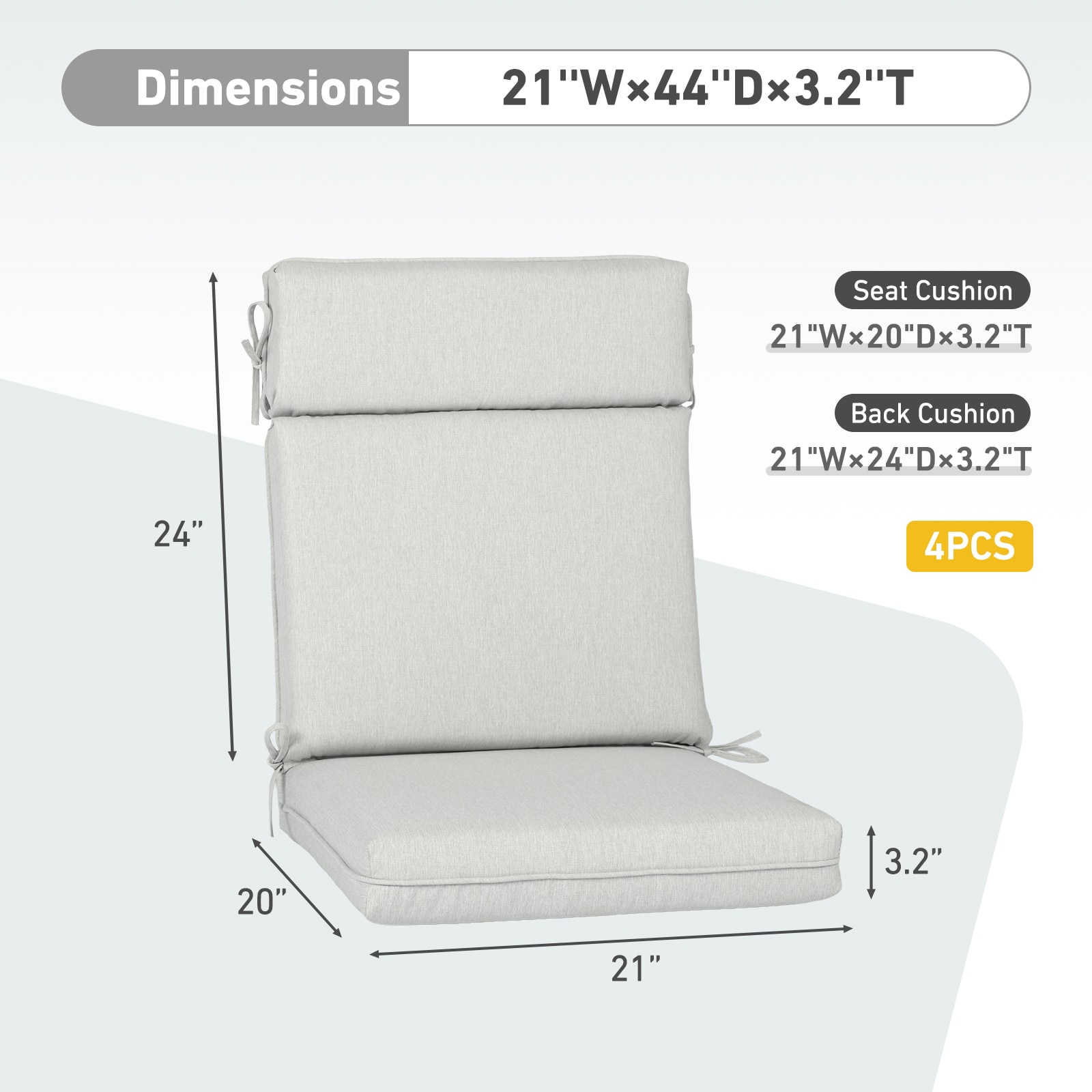 Aoodor A393-PLYLY Patio-Furniture-Cushions - View #2