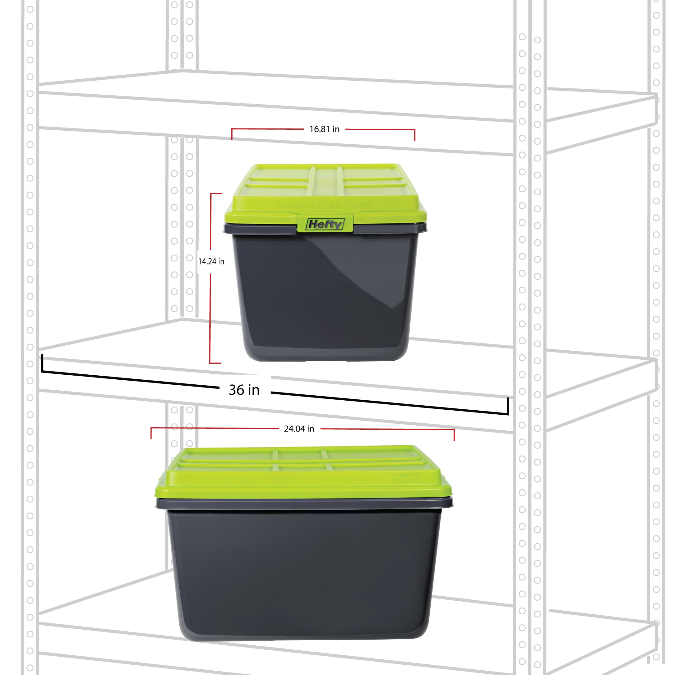 Hefty Hi Rise Storage Tote with Lid and Foil Green/Gold 18 gal