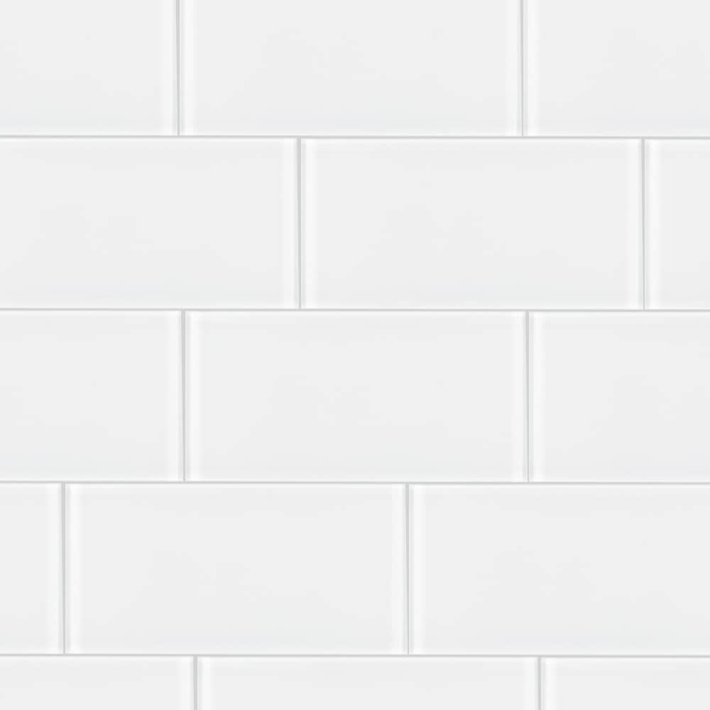 allen + roth White 4-in x 8-in Glossy Glass Subway Wall Tile (0.21-sq ...