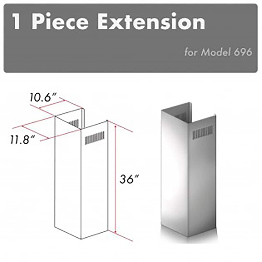 ZLINE KITCHEN & BATH 1PCEXT-696 Wall-Mounted range hood Flue extension Stainless steel