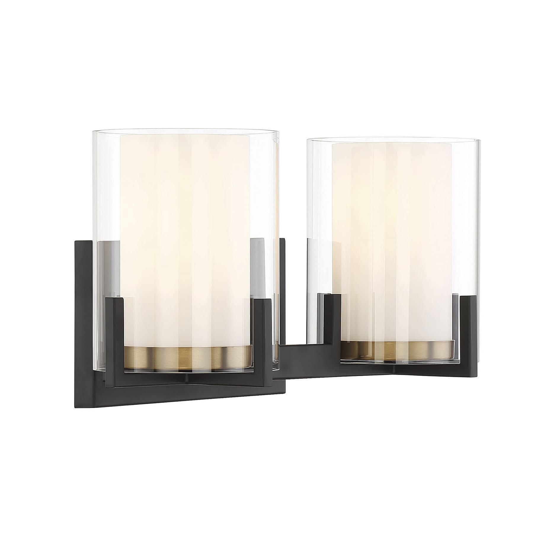 Eaton Contemporary Outdoor Vanity Light in Matte Black and Warm Brass