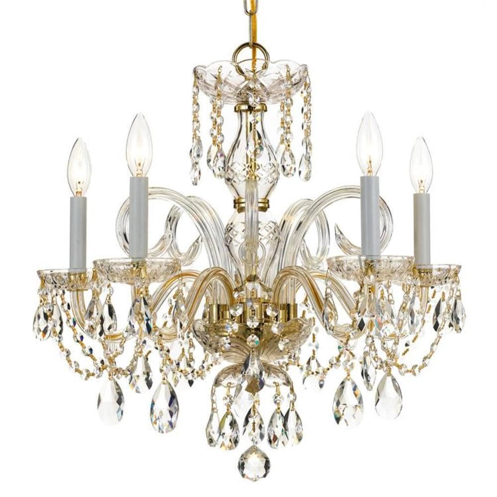 Crystorama Traditional Crystal 5-Light Polished Brass Traditional Dry rated  Chandelier in the Chandeliers department at