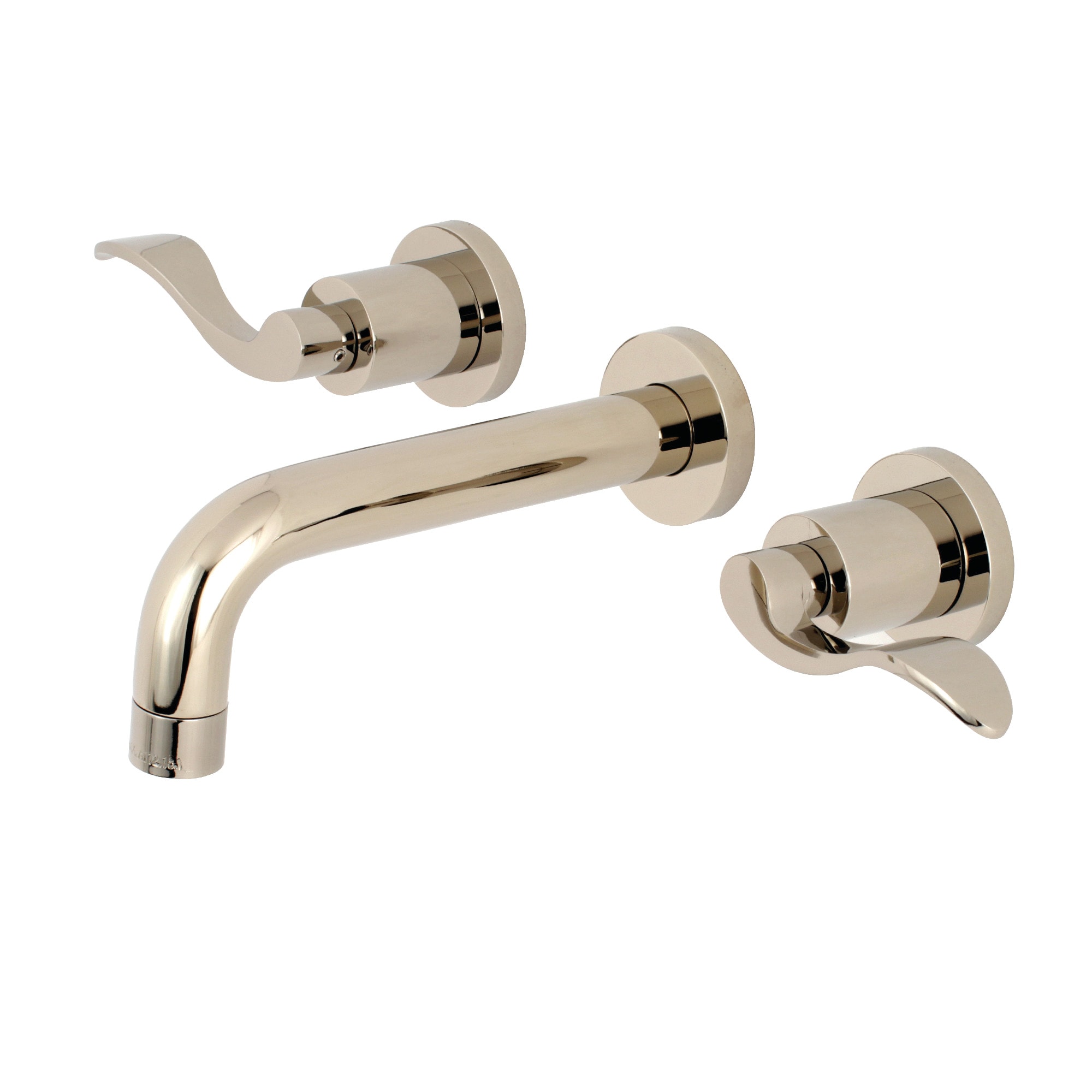 Kingston Brass WLKS8126DFL NuWave Polished nickel Wall-mount 2-handle Mid-arc Residential Handle Bathroom Sink Faucet