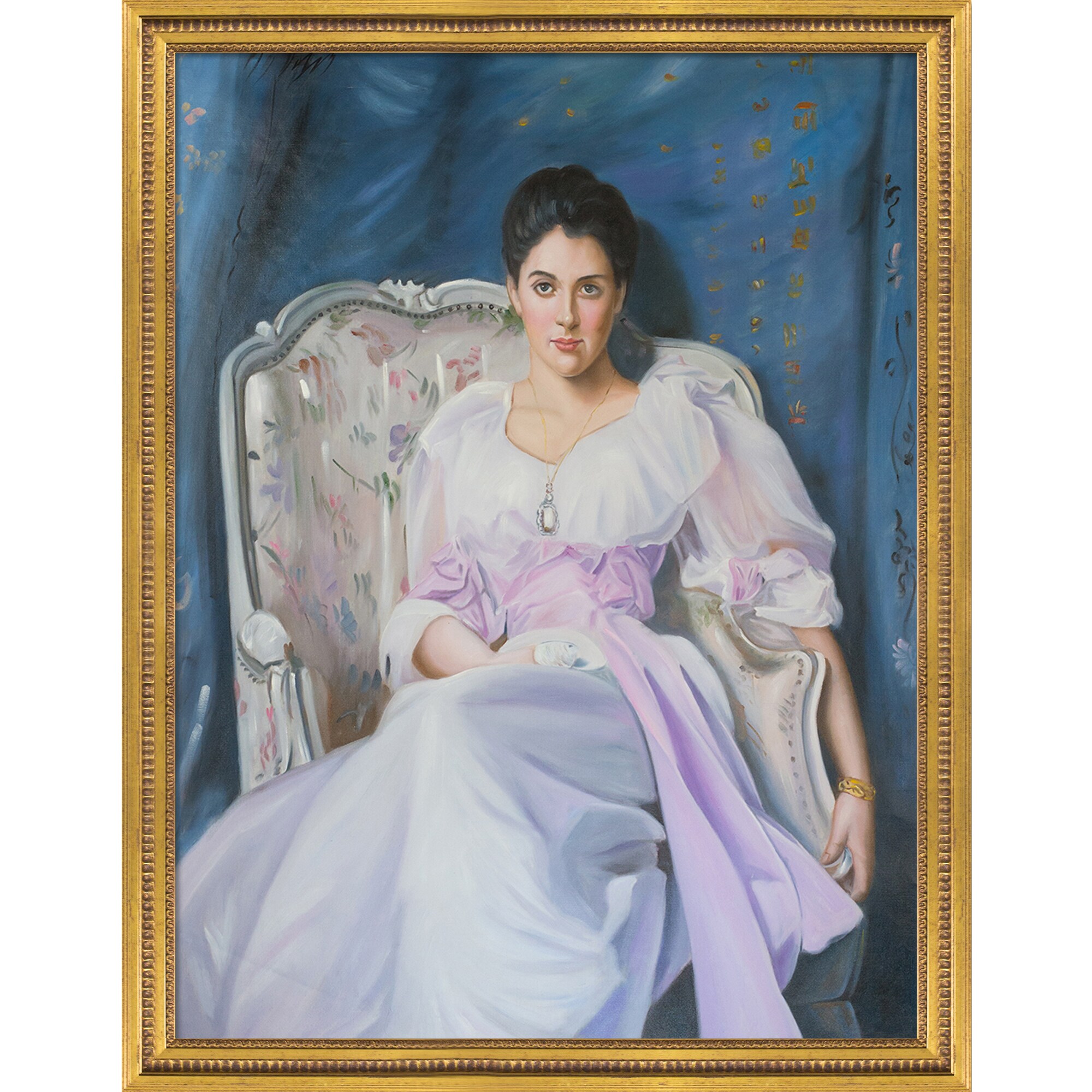 La Pastiche 688576875361 Lady Agnew of Lochnaw, 1892-93 John Singer Sargent Gold Wood Framed 45-Inches H x 35-Inches W People Canvas Hand-Painted Painting