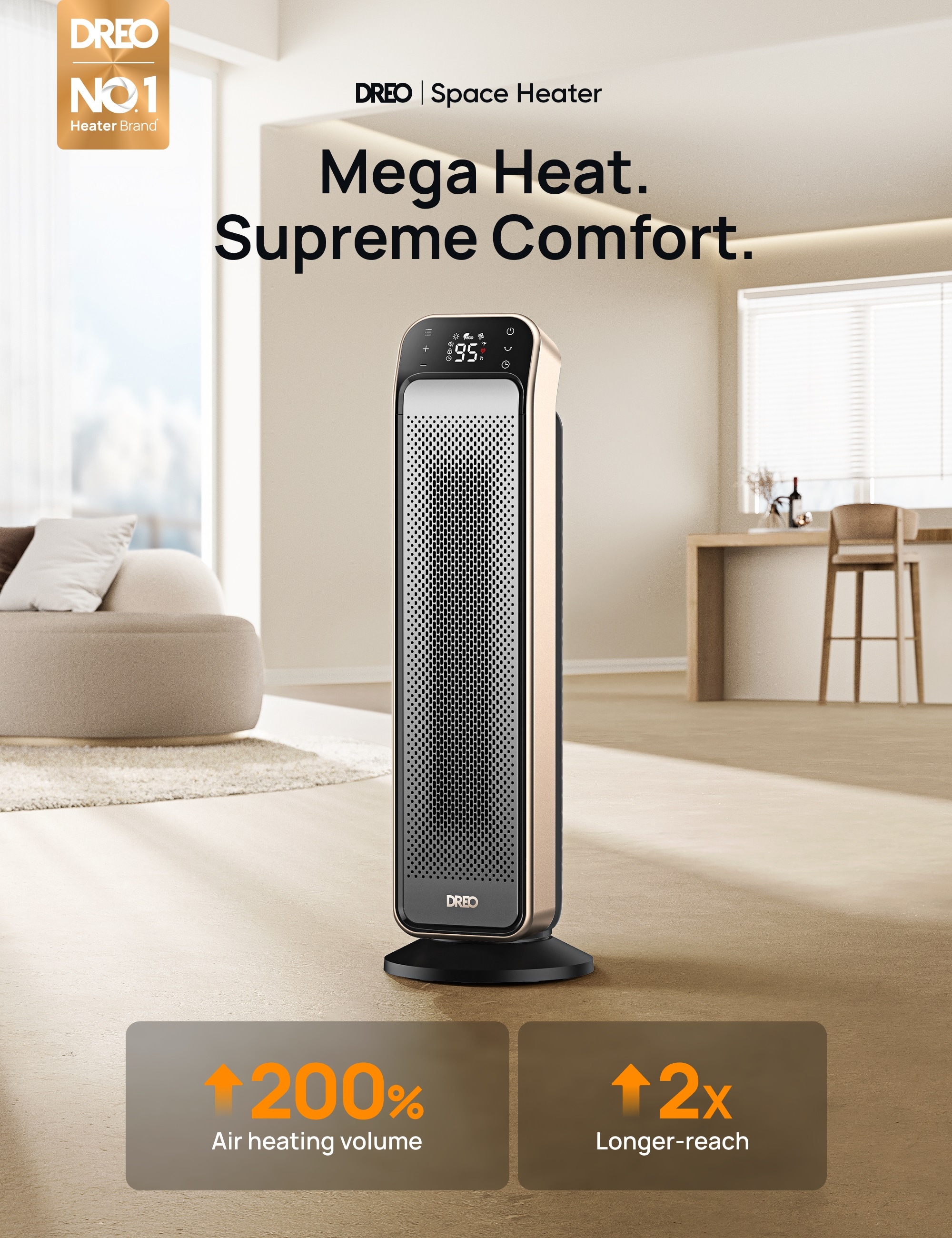 DREO DR-HSH013 GOLD Portable-Electric-Heat - View #2